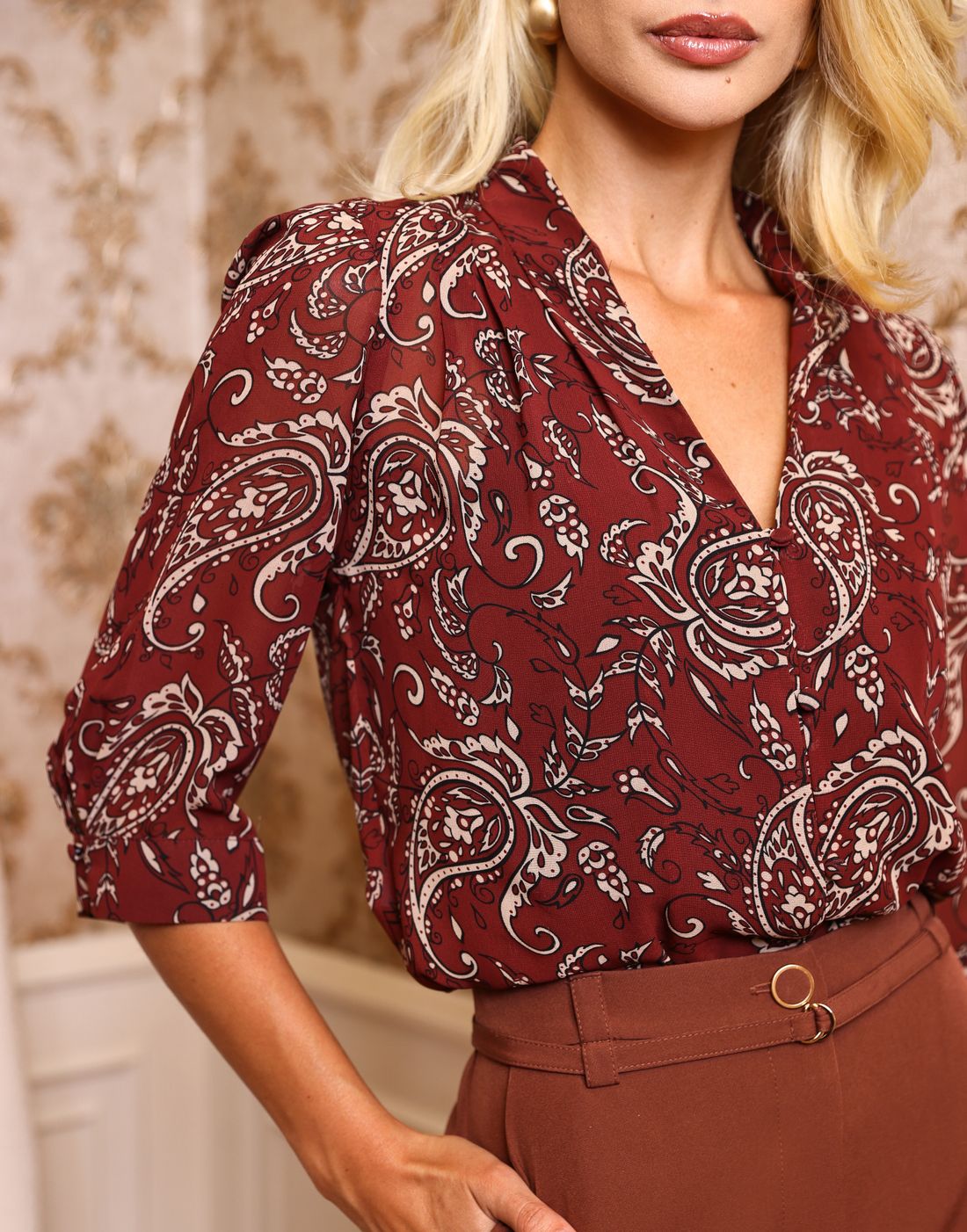 Blusa Manga 3/4 Estampa Cashmere - Doce Flor Blusa Manga 3/4 Estampa Cashmere - Doce Flor