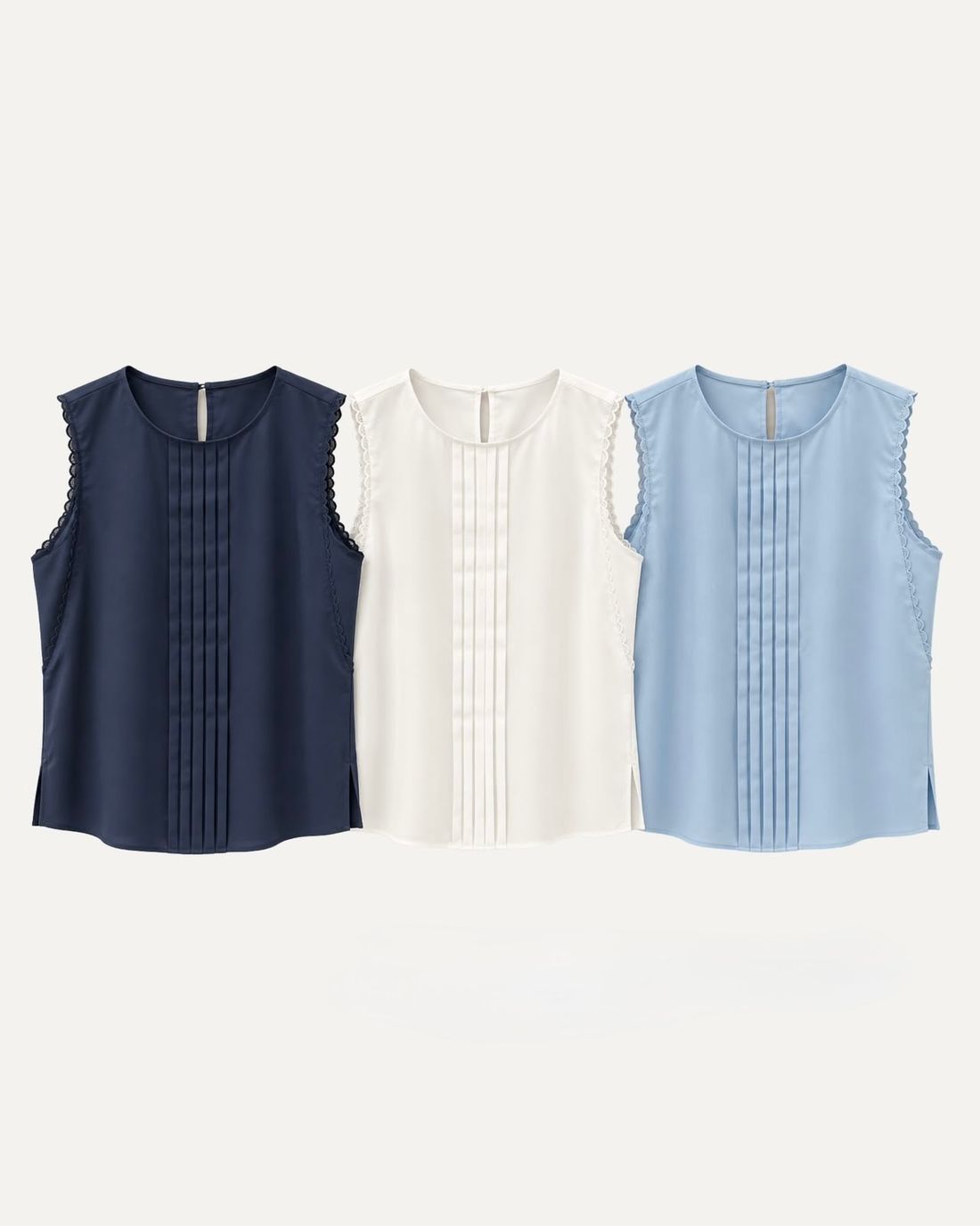 Regata Tricoline Pregas Renda Na Cava - Doce Flor