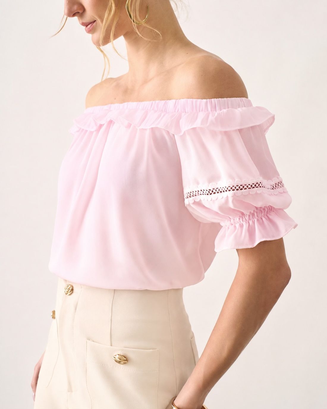 Blusa Crepe Ciganinha Babados - Milalai Blusa Crepe Ciganinha Babados - Milalai