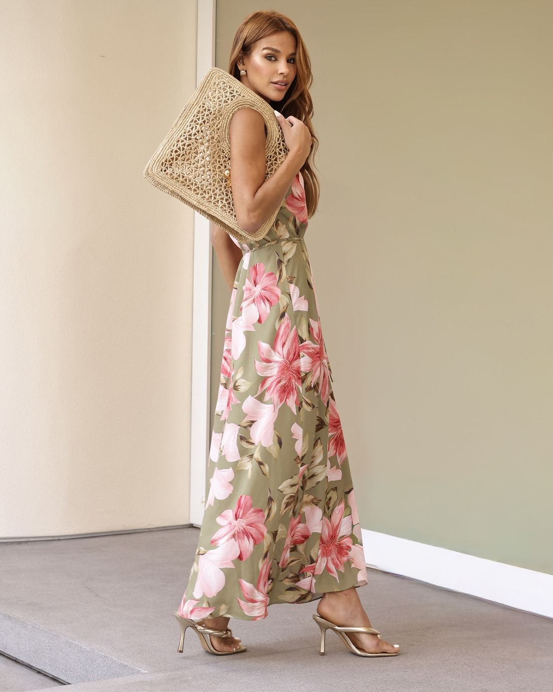 Vestido Longo Maxi Floral Com Amarração - Doce Flor