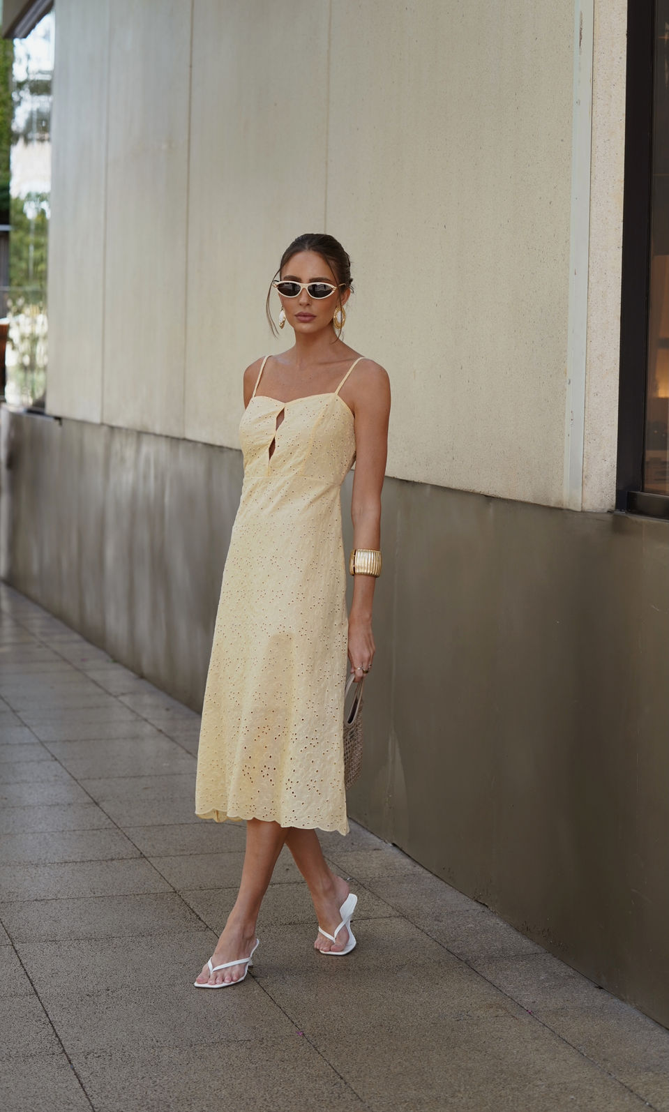 Vestido Midi De Laise Com Barrado - Doce Flor