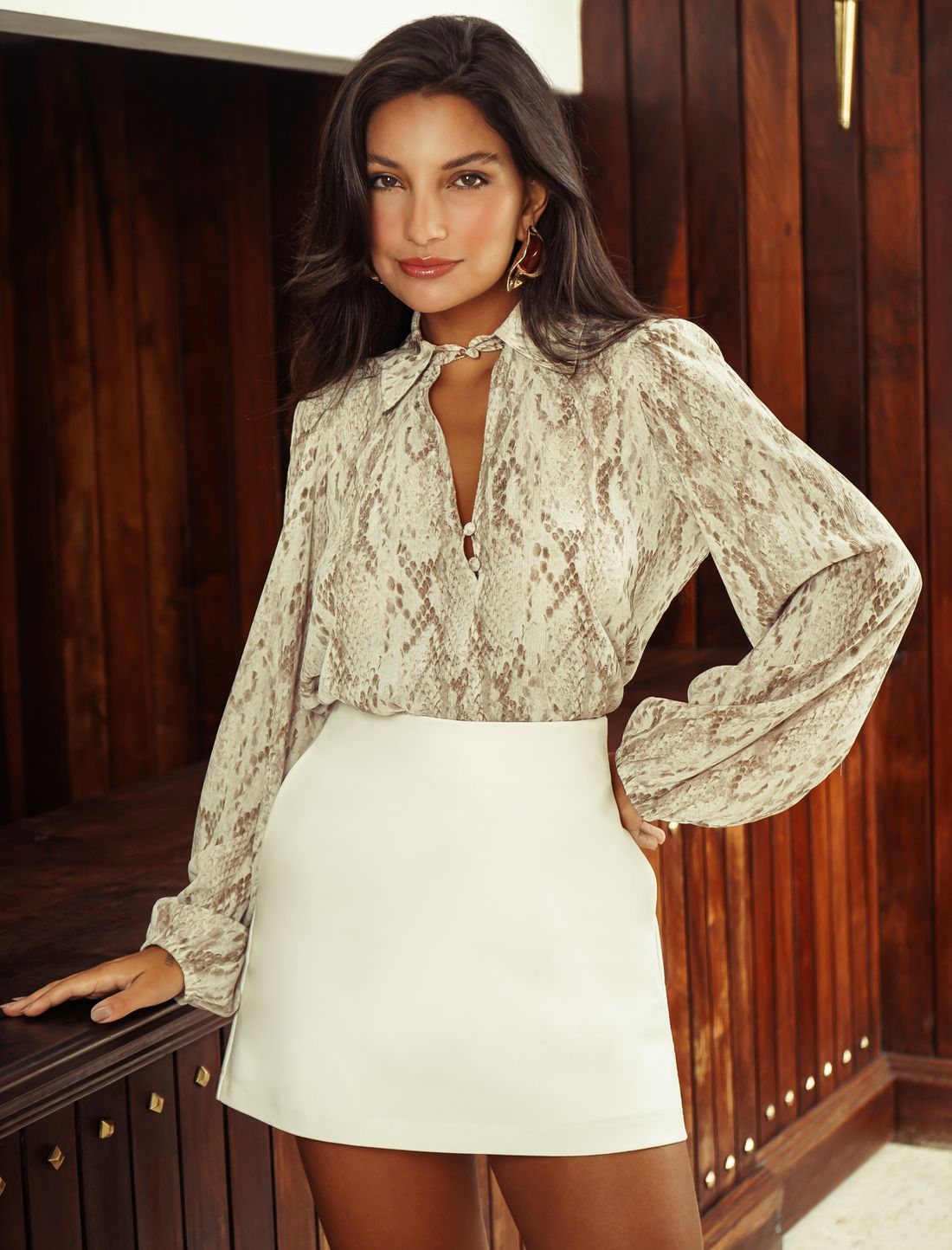 Blusa Manga Longa Estampa Cobra - Donna Ritz Blusa Manga Longa Estampa Cobra - Donna Ritz