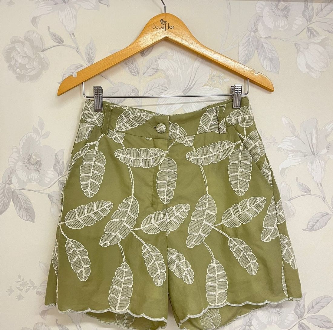 Short Em Algodão Bordado Com Barrado - Doce Flor Short Em Algodão Bordado Com Barrado - Doce Flor