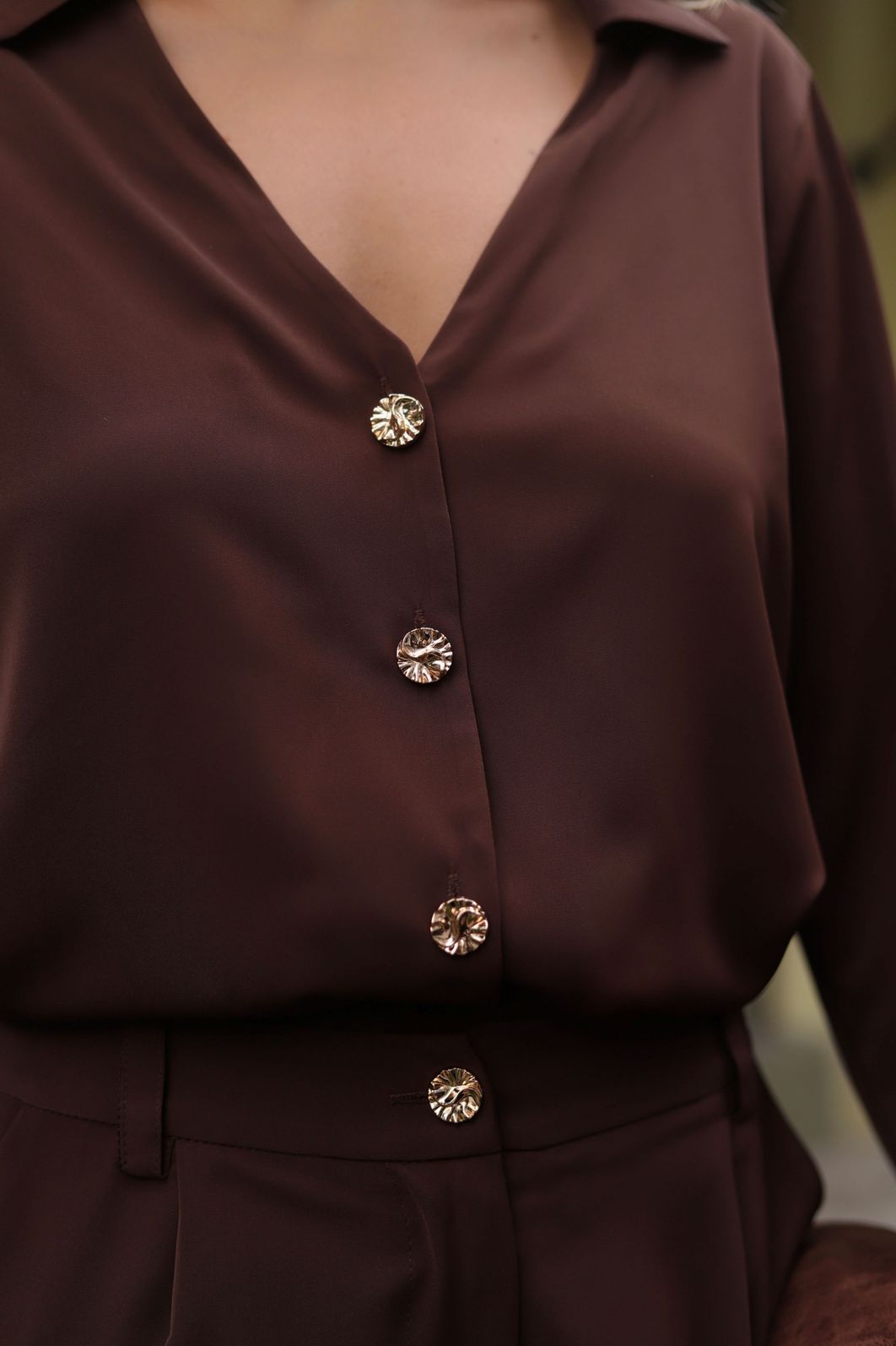 Blusa Manga Longa Decote V Botões - Doce Flor