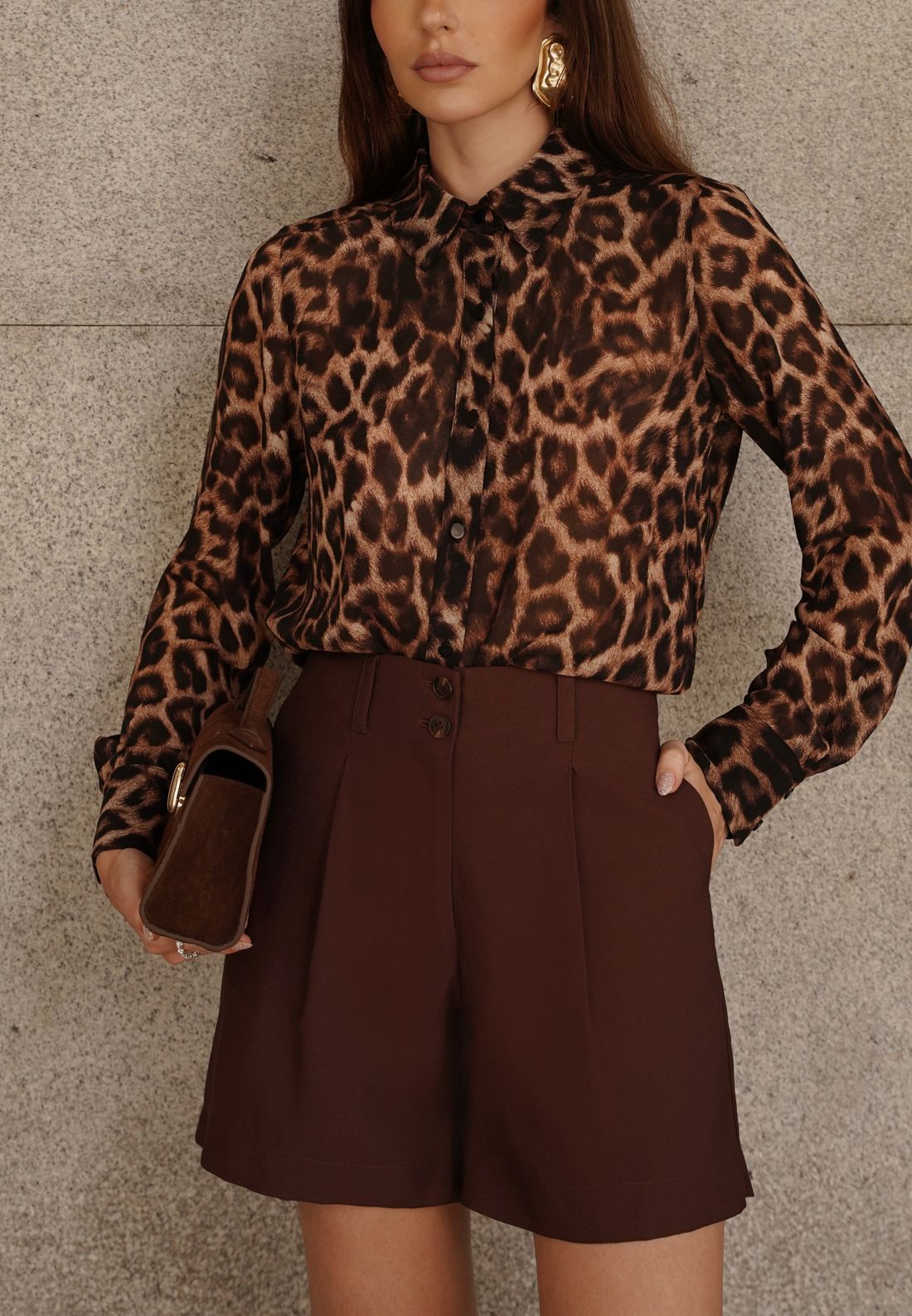 Camisa Crepe Animal Print - Doce Flor