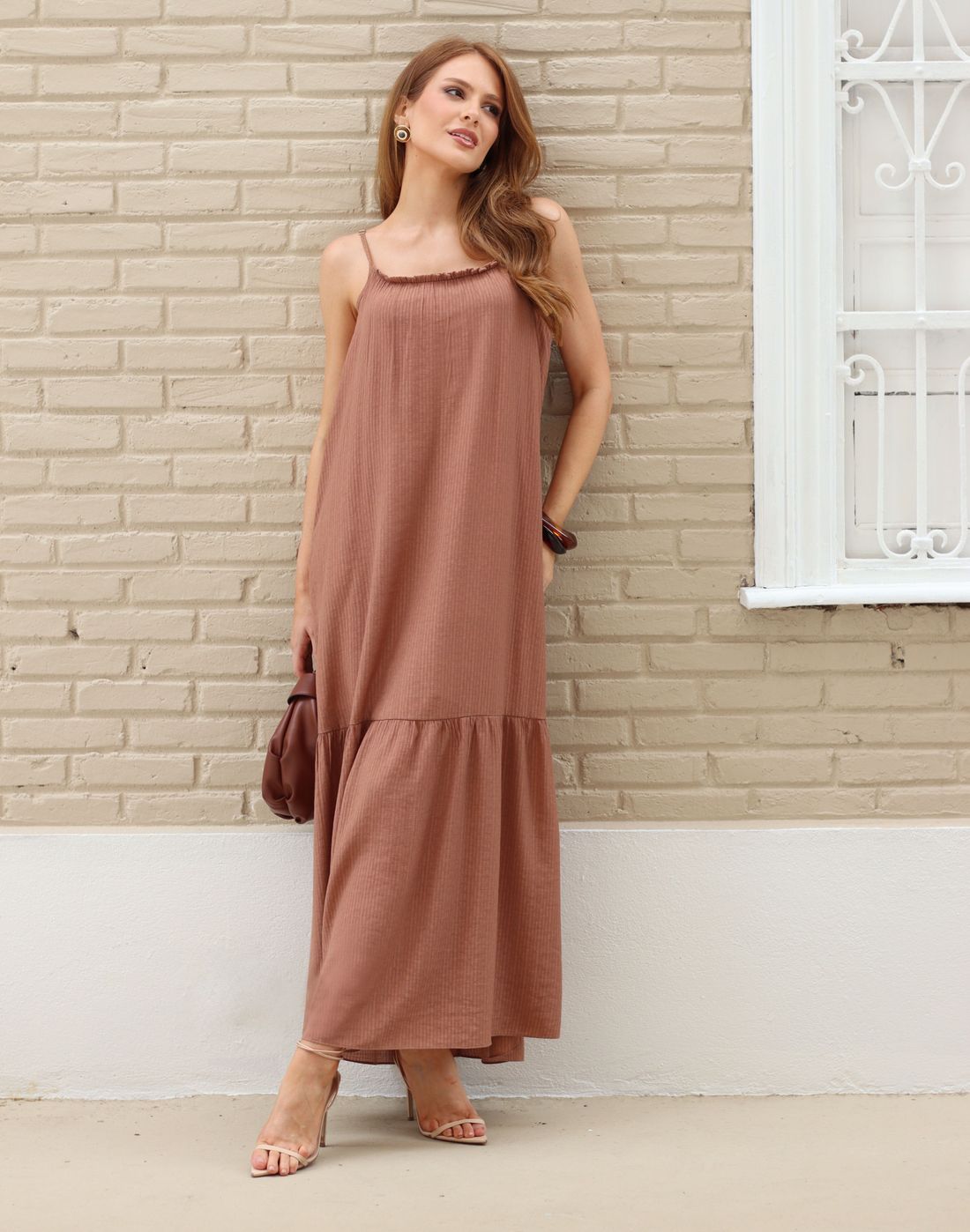 Vestido Longo Viscose Alças Finas - Doce Flor