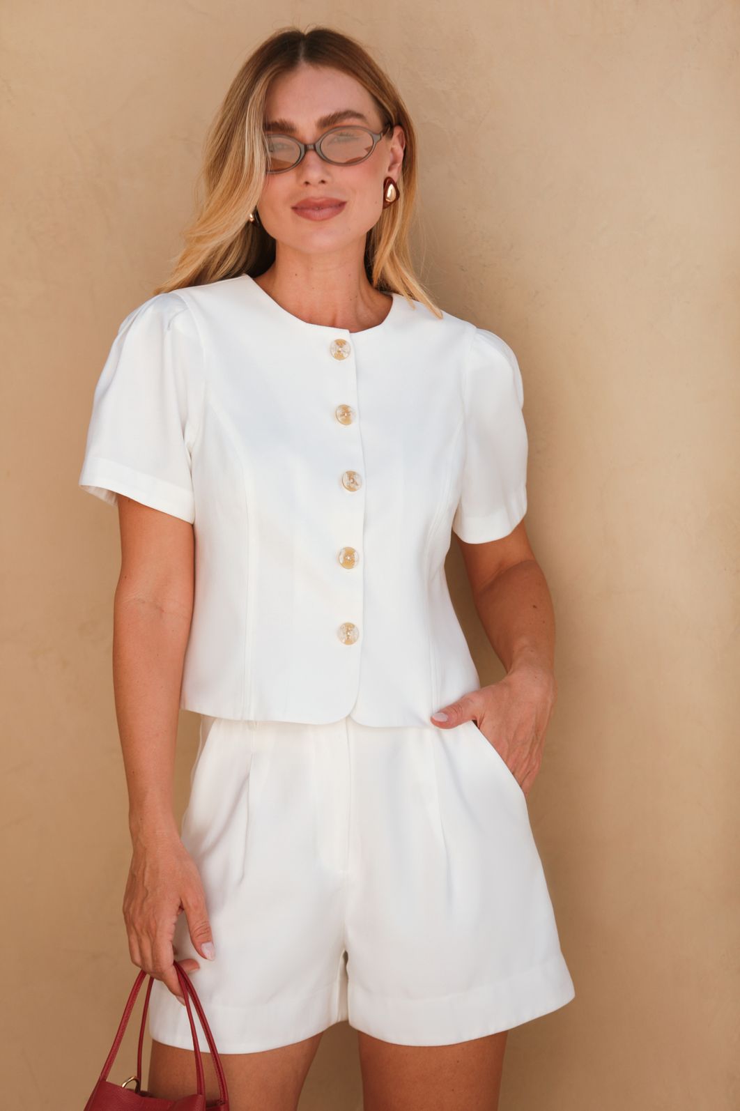 Blusa Twill Manga Pregas - Donna Ritz Blusa Twill Manga Pregas - Donna Ritz