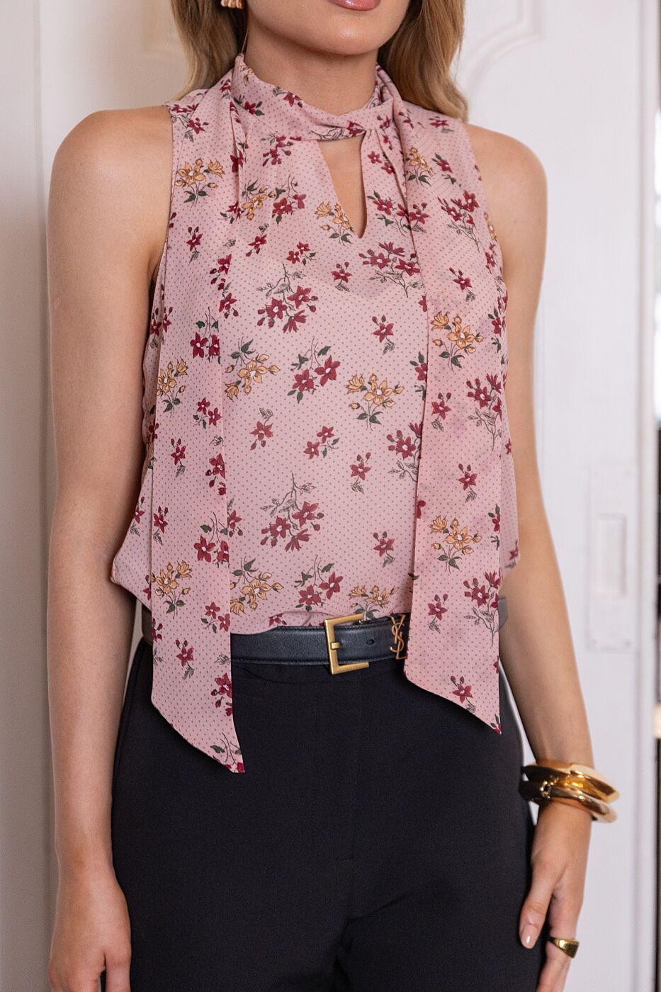 Regata Gola Laço Estampa Floral - Doce Flor