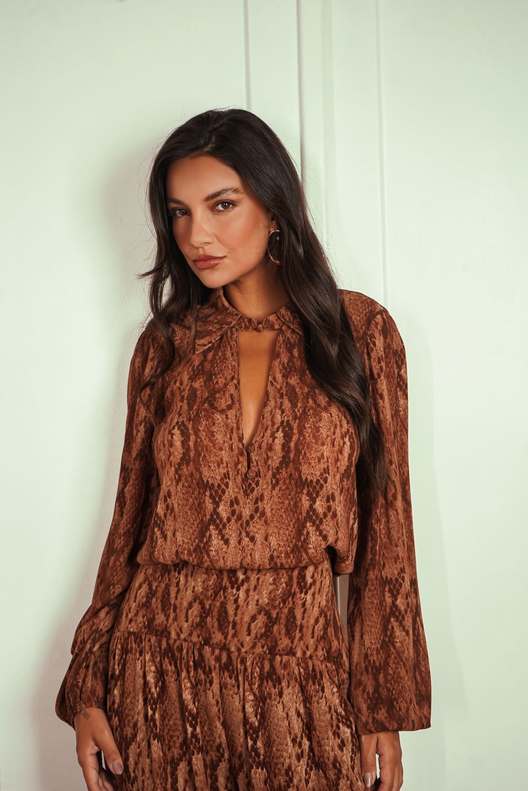 Blusa Manga Longa Estampa Cobra - Donna Ritz Blusa Manga Longa Estampa Cobra - Donna Ritz