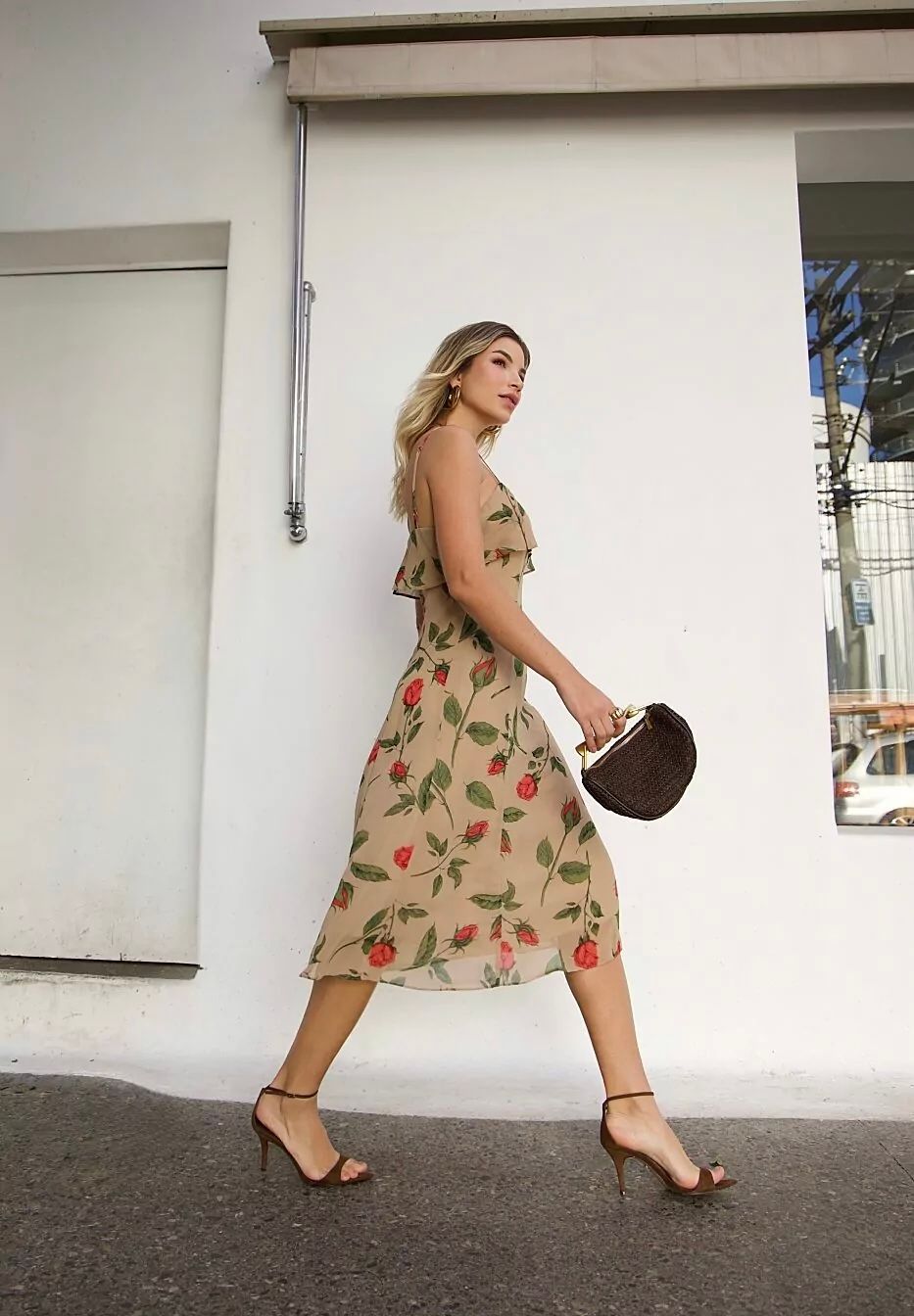Vestido Midi Alça Floral - Doce Flor