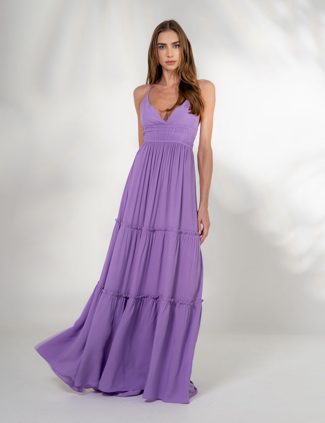 Vestido Longo Viscose Franzido - Unique Chic Vestido Longo Viscose Franzido - Unique Chic