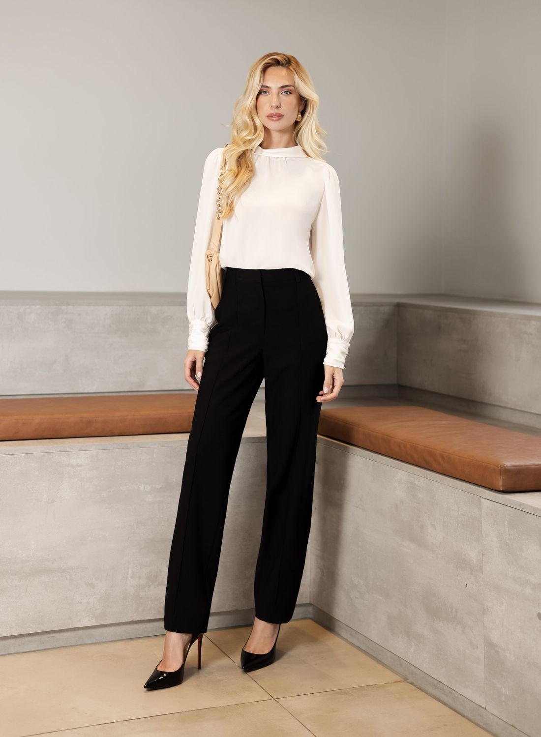 Calça Alfaiataria Slim Com Nervura - Doce Flor Calça Alfaiataria Slim Com Nervura - Doce Flor