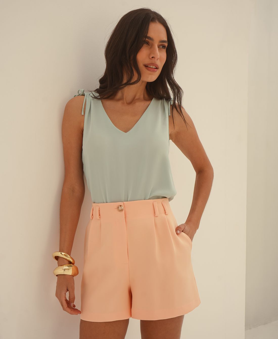 Shorts Prega Passante Span - Donna Ritz