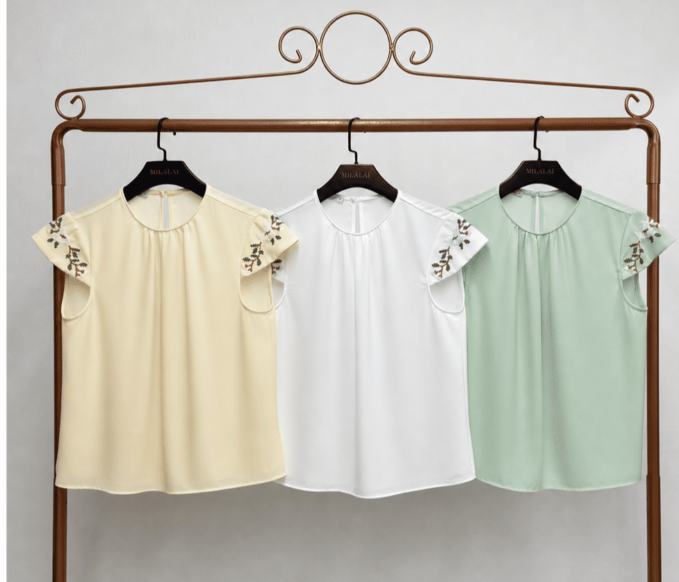 Blusa Crepe Manga Bordada - Milalai
