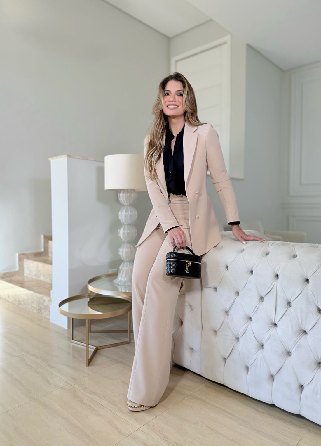 Calça Wide Leg Com Recorte Bolso - Doce Flor