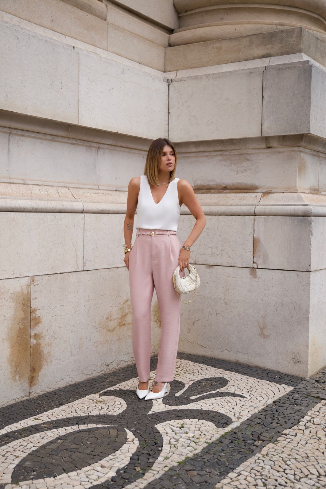 Calça Marrant Cinto Elástico Fivela - Milalai Calça Marrant Cinto Elástico Fivela - Milalai