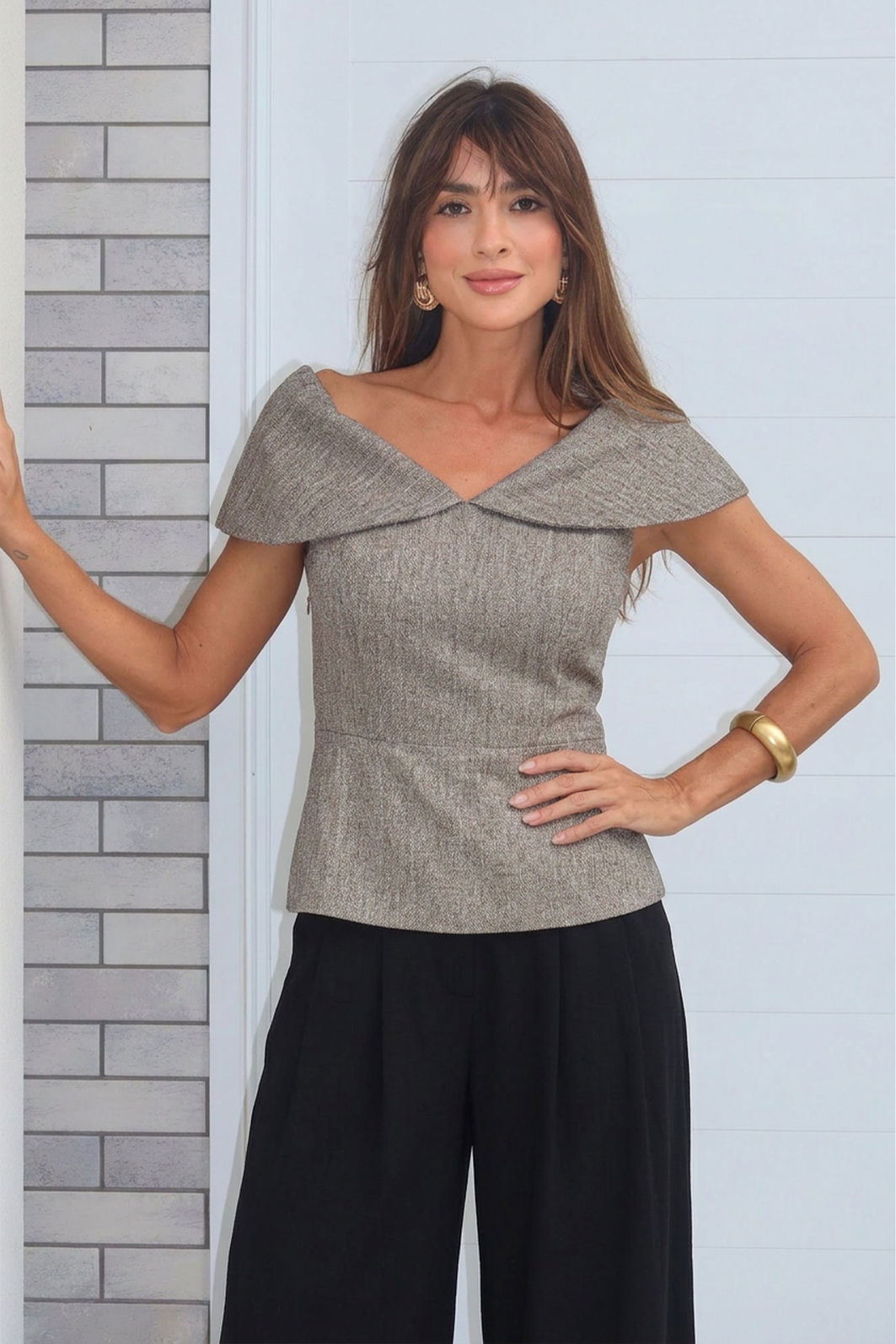 Blusa Tweed Peplum - Unique Chic Blusa Tweed Peplum - Unique Chic