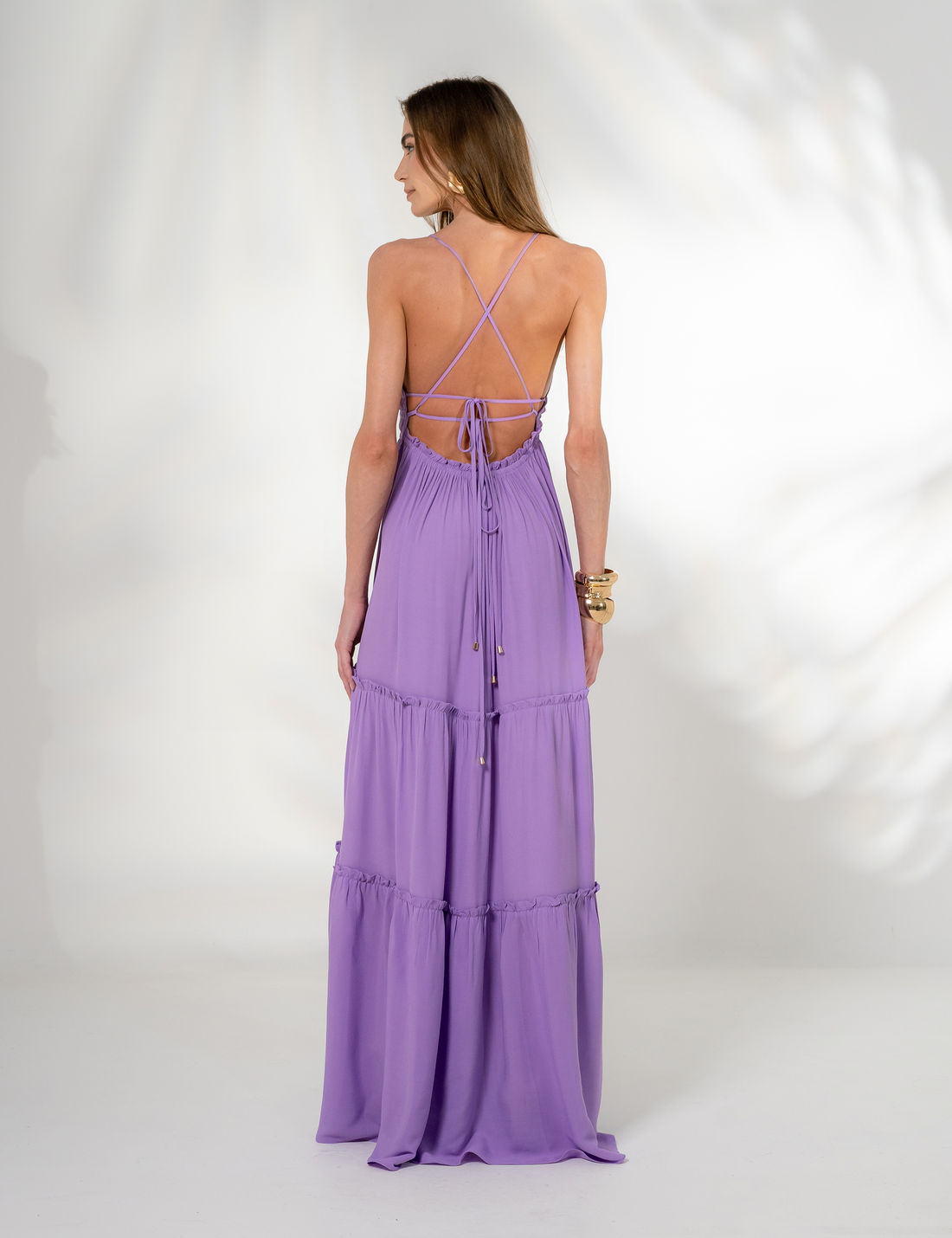 Vestido Longo Viscose Franzido - Unique Chic Vestido Longo Viscose Franzido - Unique Chic