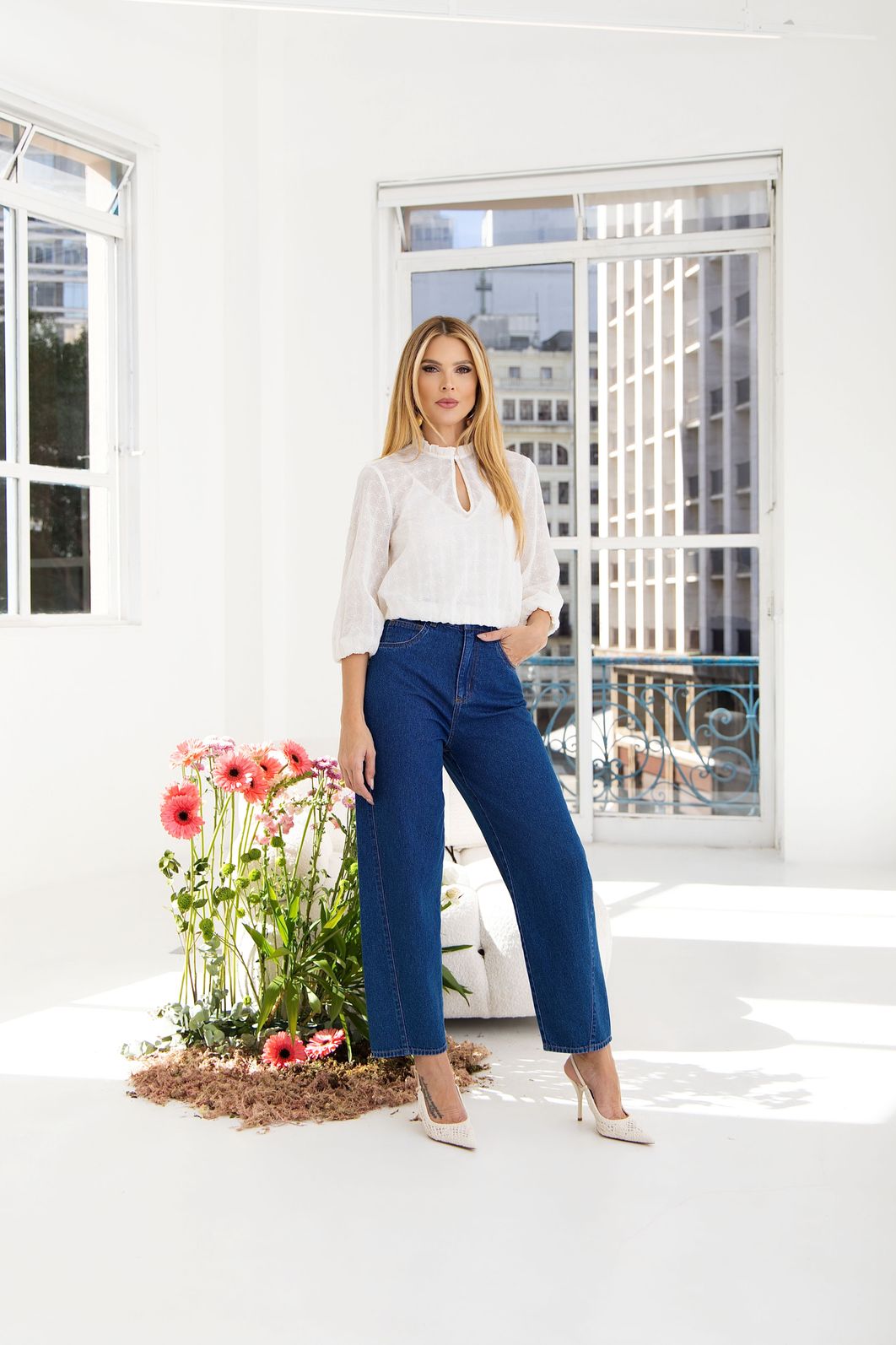 Calça Barrel Jeans - Donna Ritz Calça Barrel Jeans - Donna Ritz