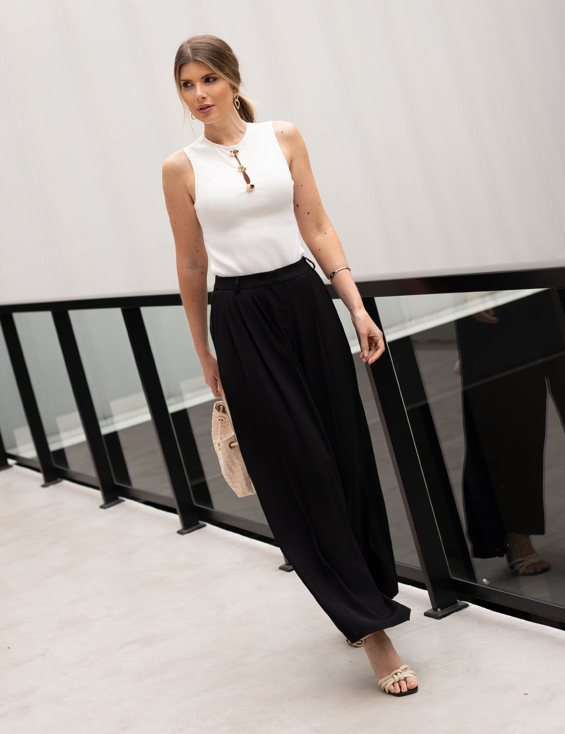 Regata Malha Ribana Botões Orgânico - Unique Chic