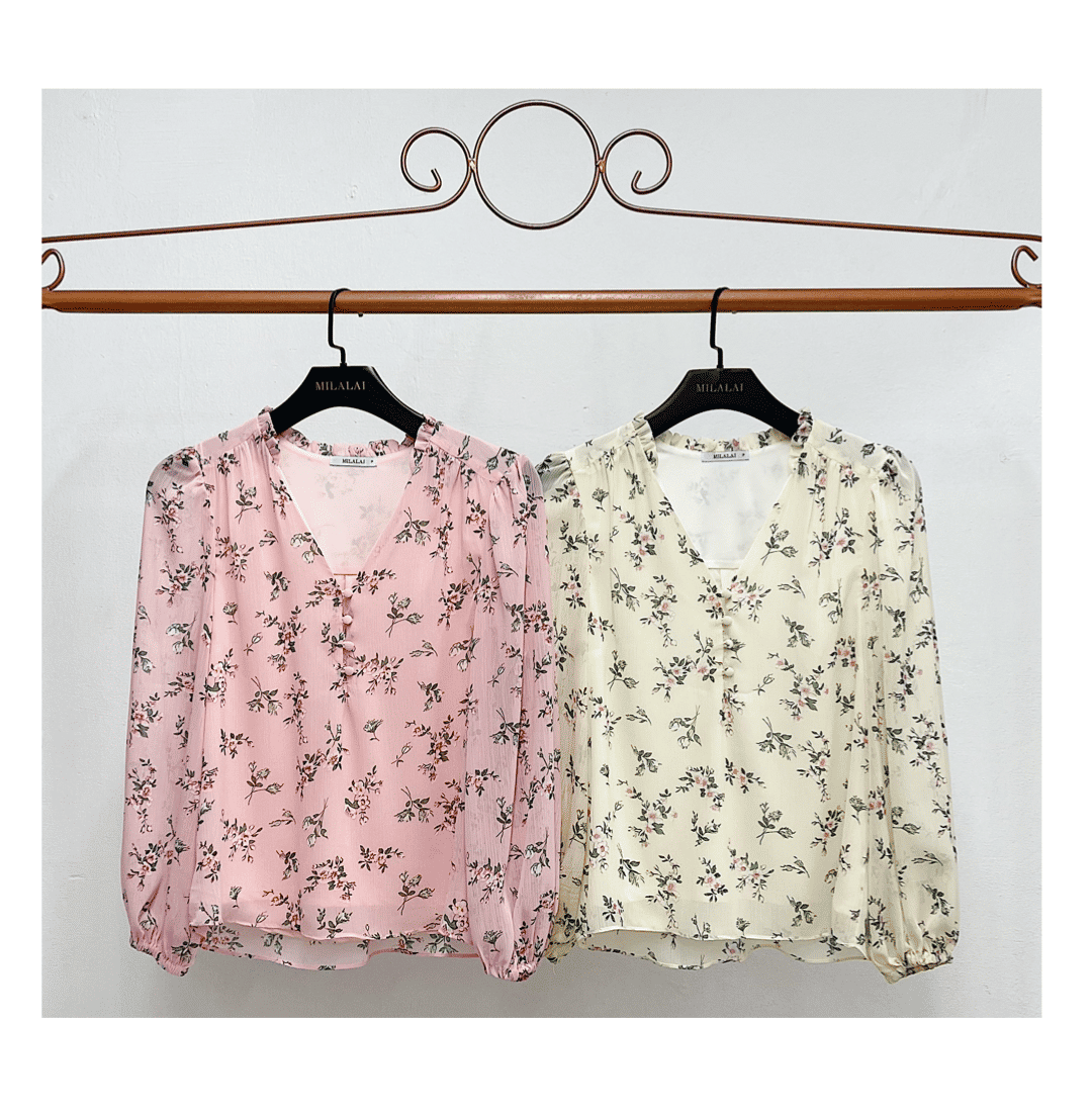 Blusa Feminina Chiffon Estampa Floral Manga Longa - Milalai Blusa Feminina Chiffon Estampa Floral Manga Longa - Milalai