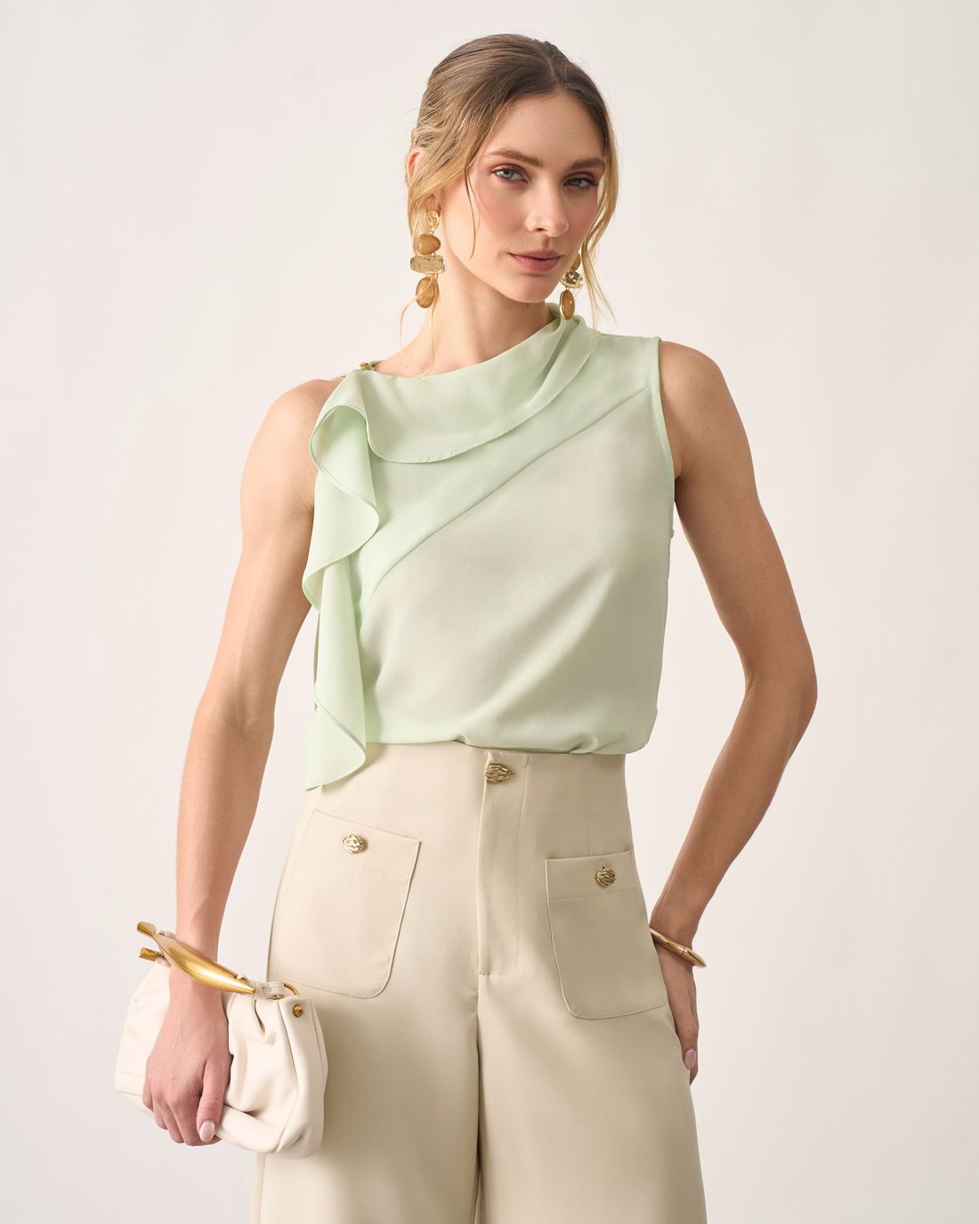 Blusa Crepe Gola Babados - Milalai Blusa Crepe Gola Babados - Milalai