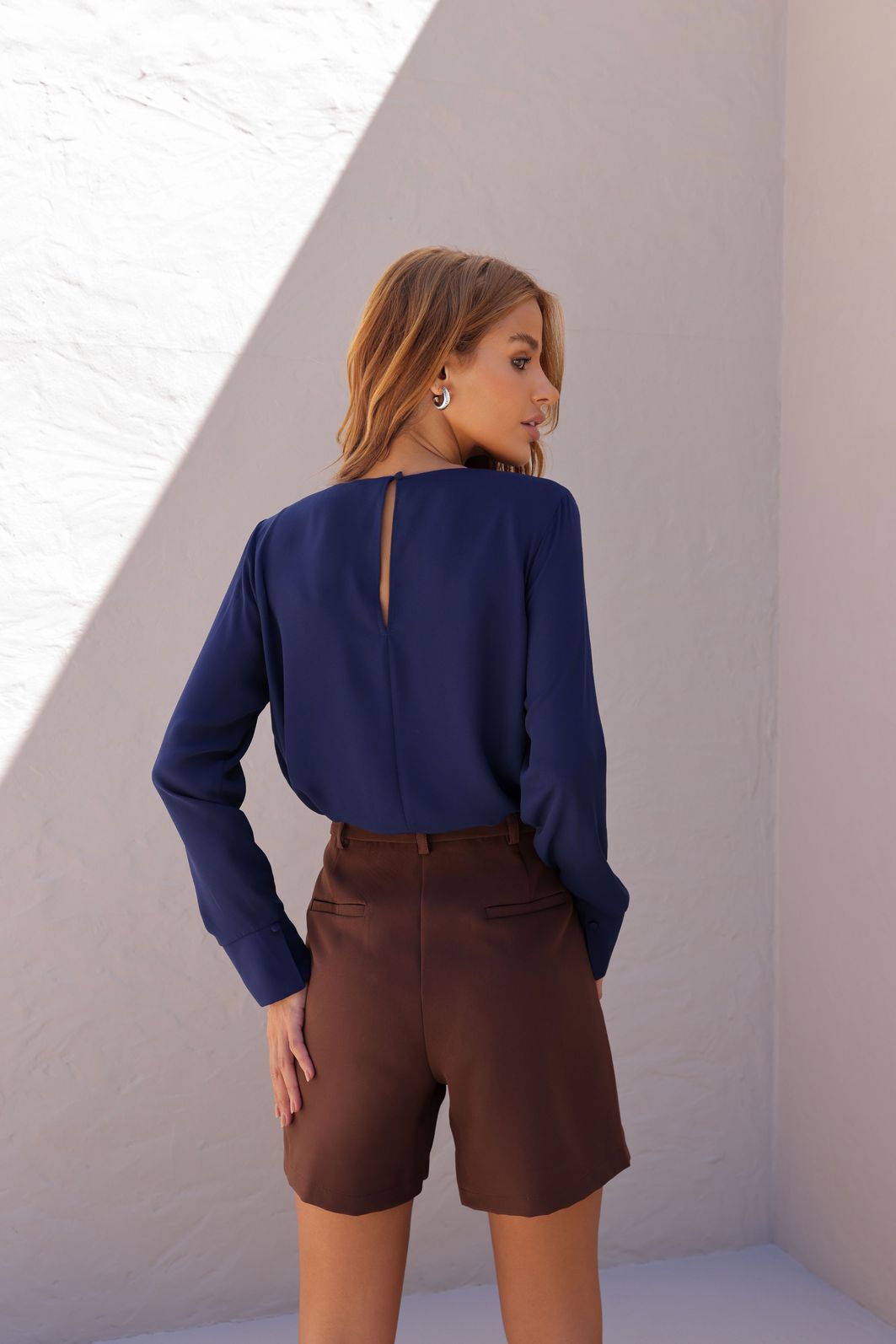 Blusa Decote Pregas Manga Longa Crepe - Doce Flor