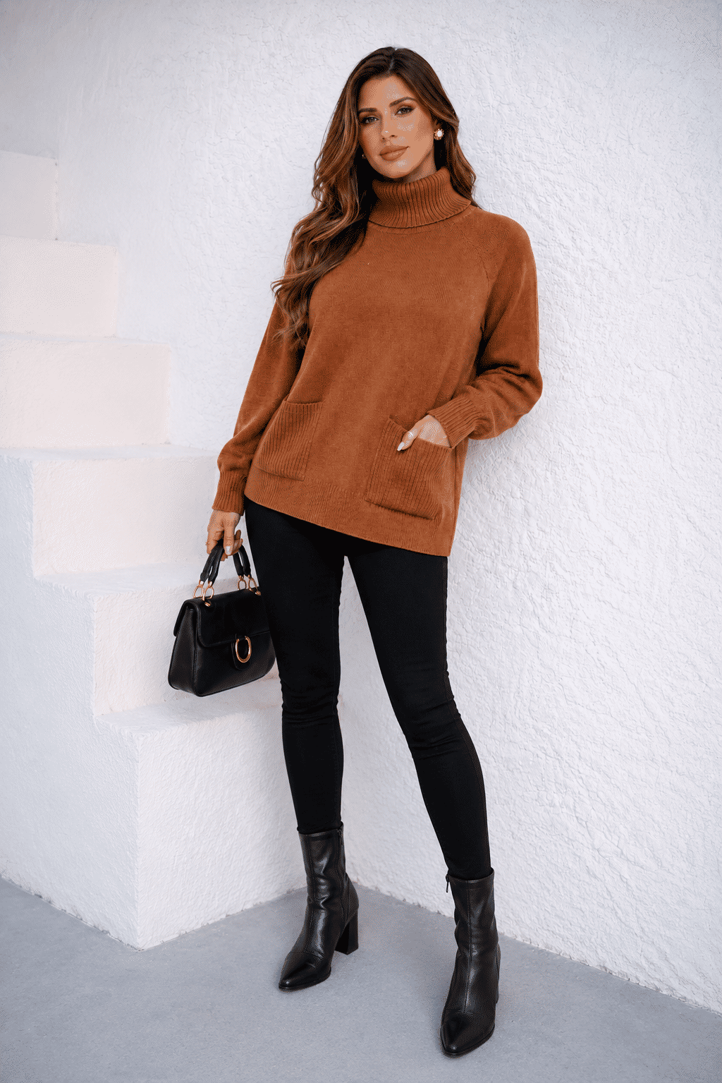 Blusão Feminino em Tricot Modal Gola Alta com Bolsos Blusão Feminino em Tricot Modal Gola Alta com Bolsos