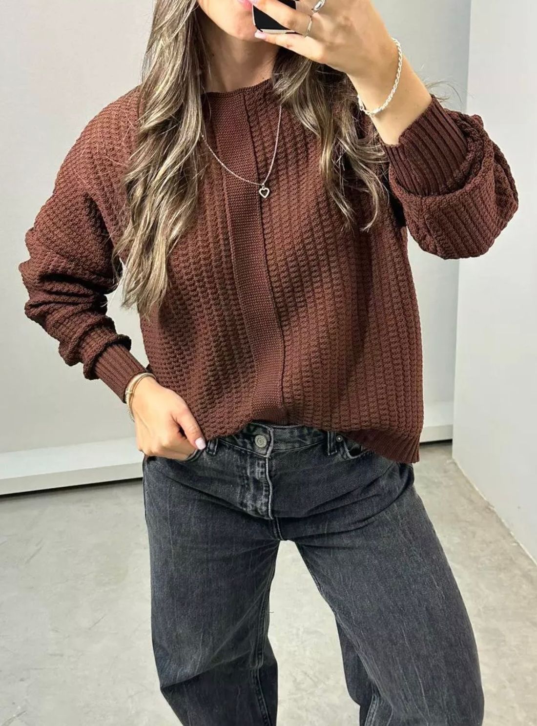 Blusa Tricot Trama Marrom Blusa Tricot Trama Marrom