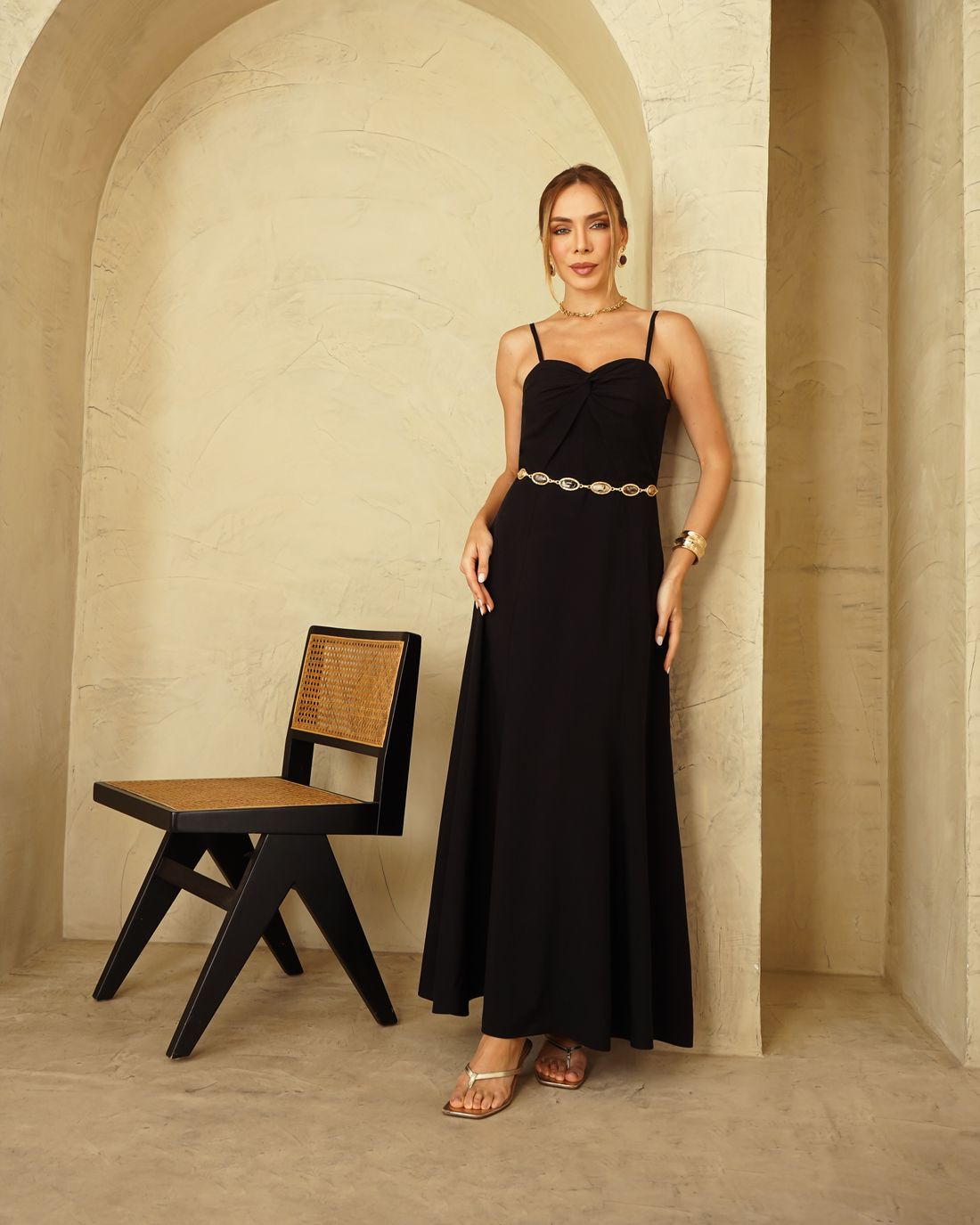 Vestido Longo Torcido Decote - Donna Ritz