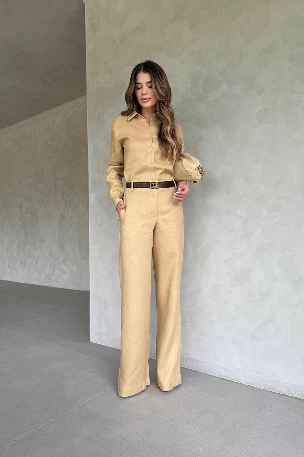 Calça Reta 100% Linho Natural - Doce Flor