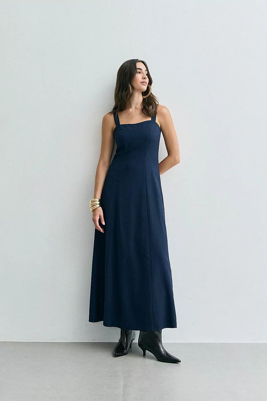 Vestido Viscose Longo Alça Larga Vestido Viscose Longo Alça Larga