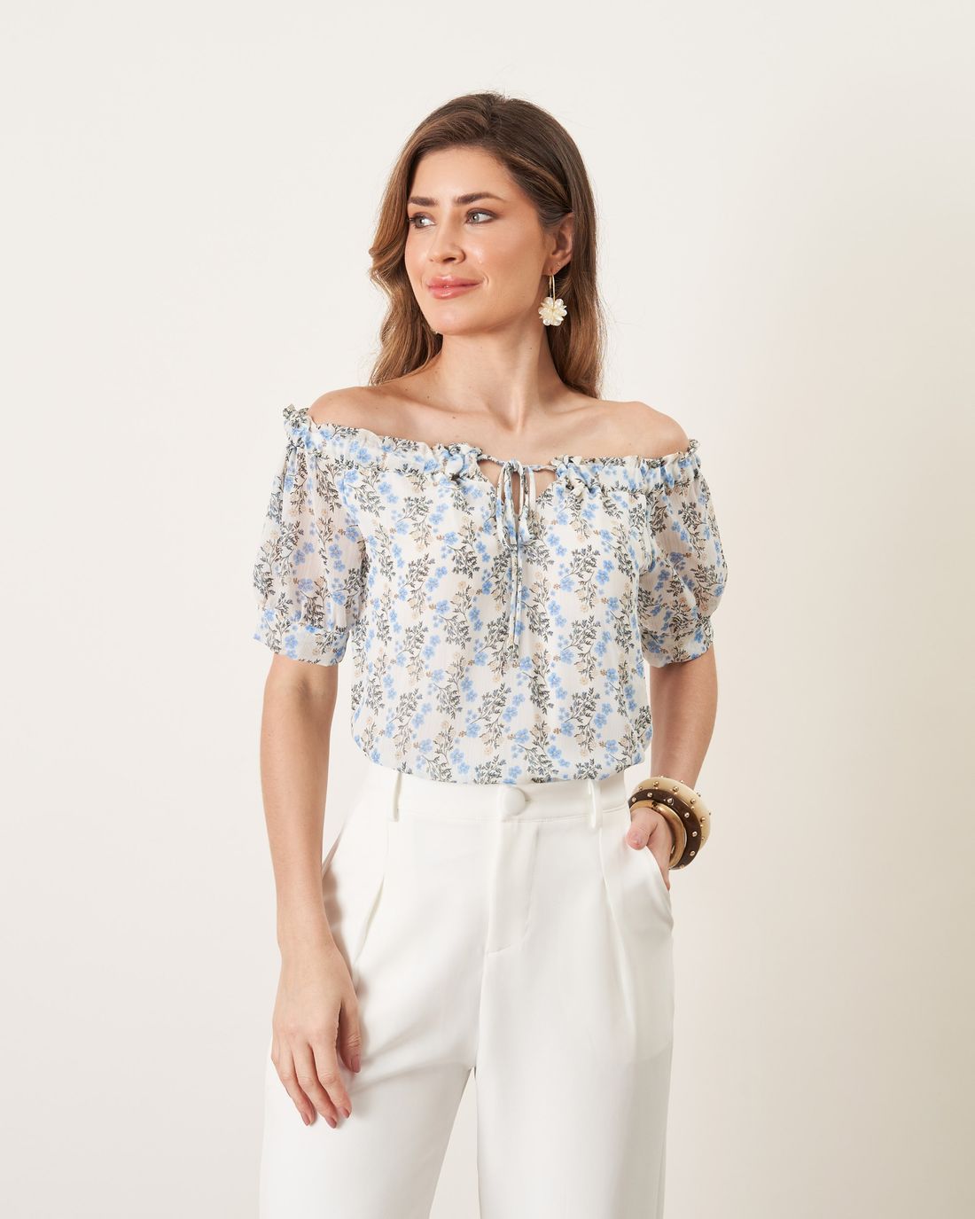 Blusa Ombro a Ombro Estampa Floral - Milalai