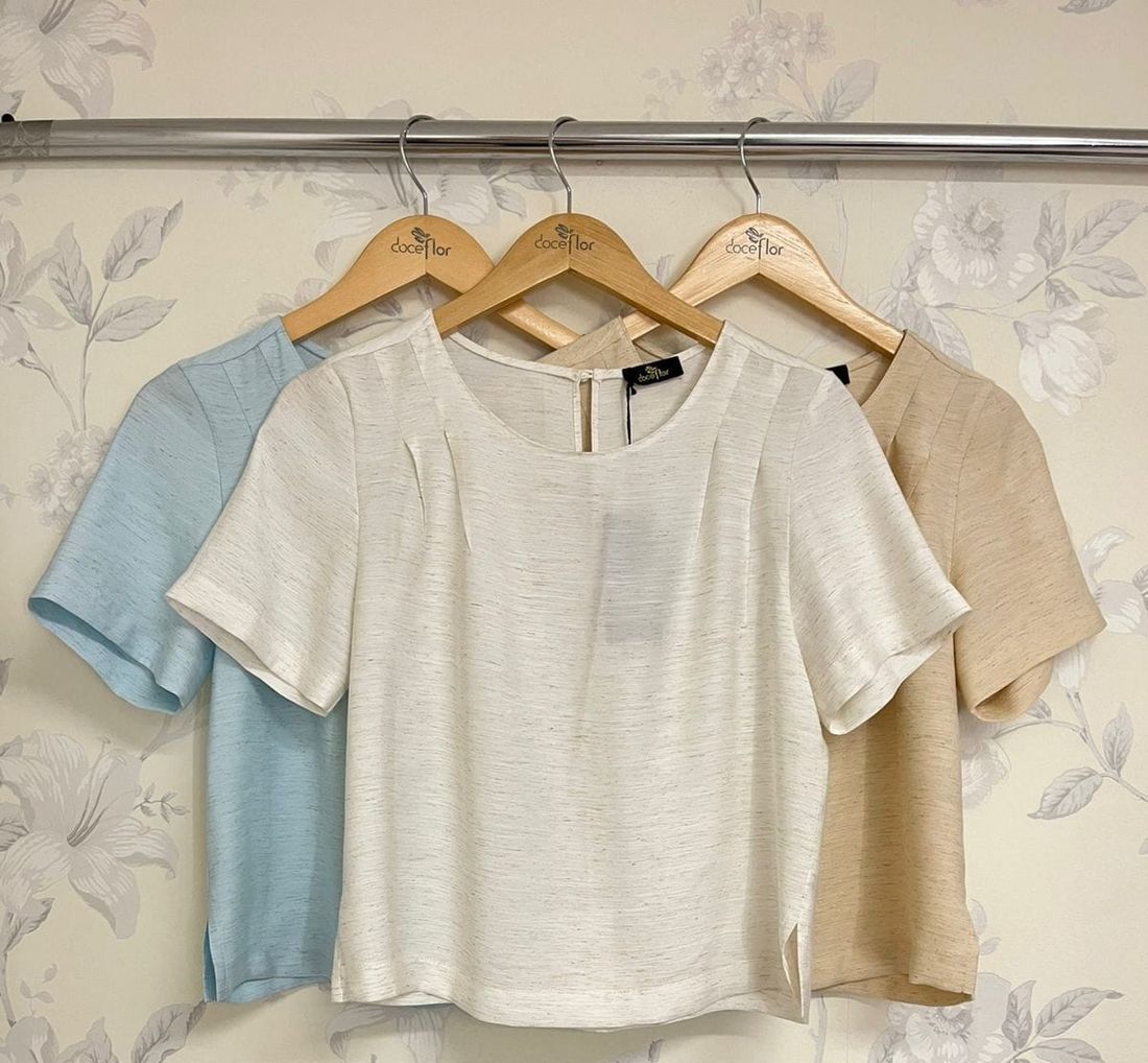 Blusa Manga Curta Pregas - Doce Flor