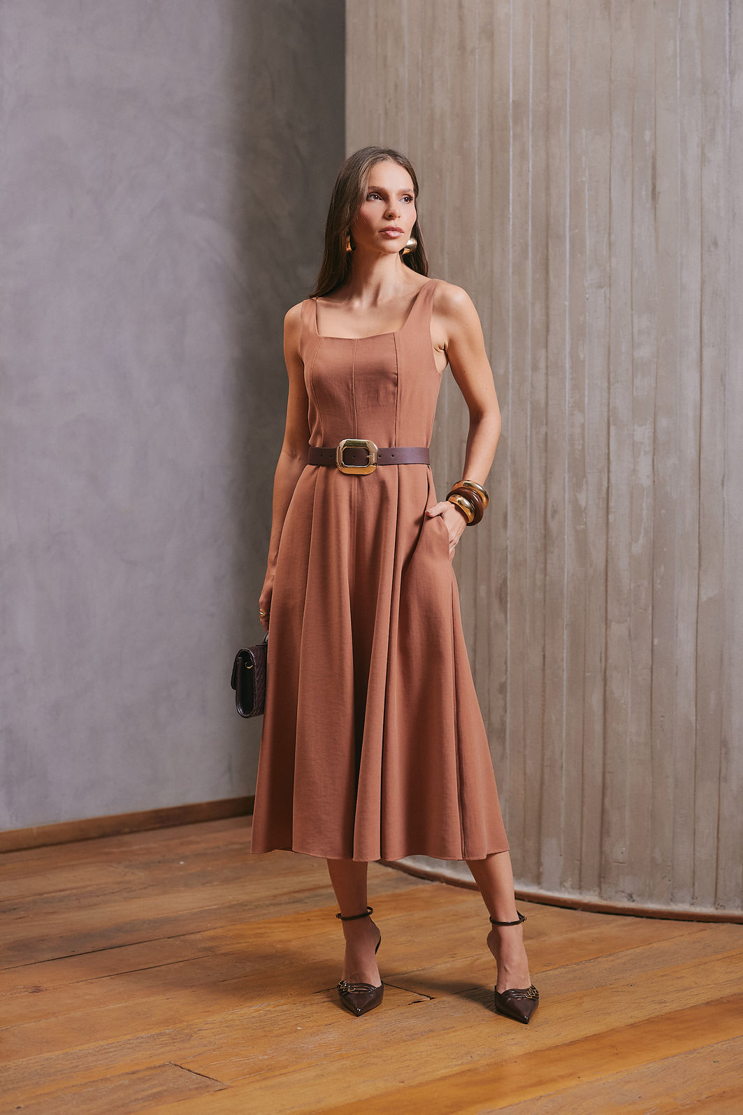 Vestido Evasê Com Recorte - Unique Chic