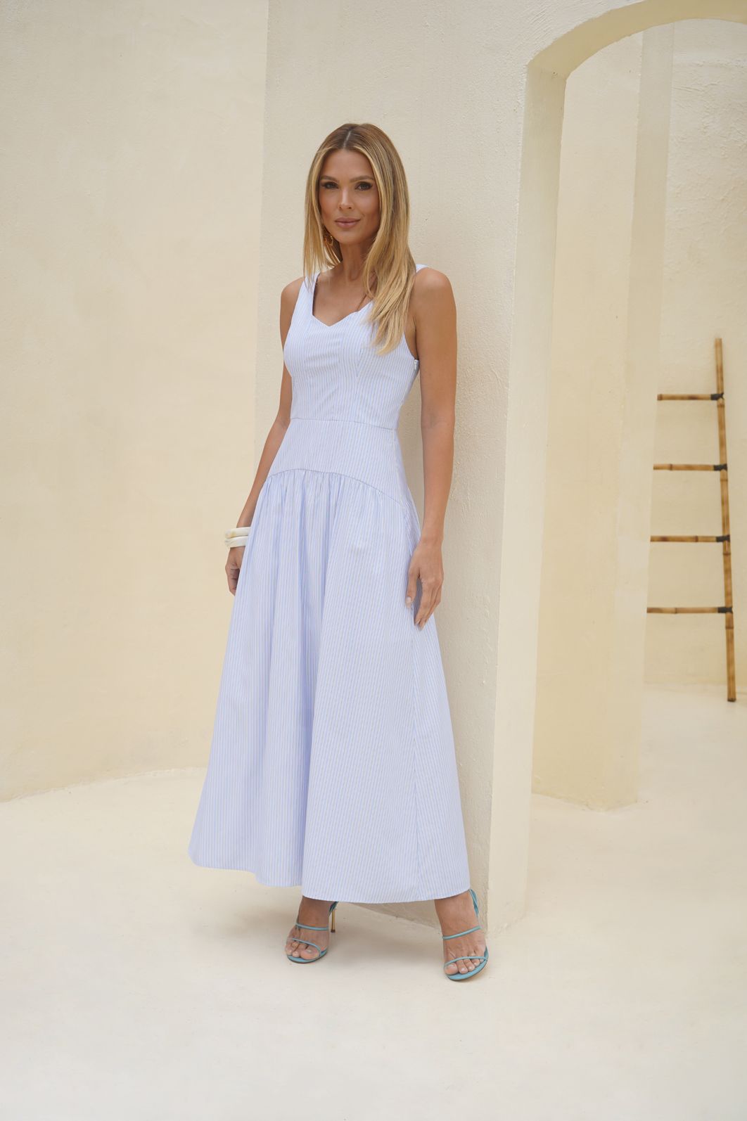 Vestido Tricoline Listrado - Donna Ritz