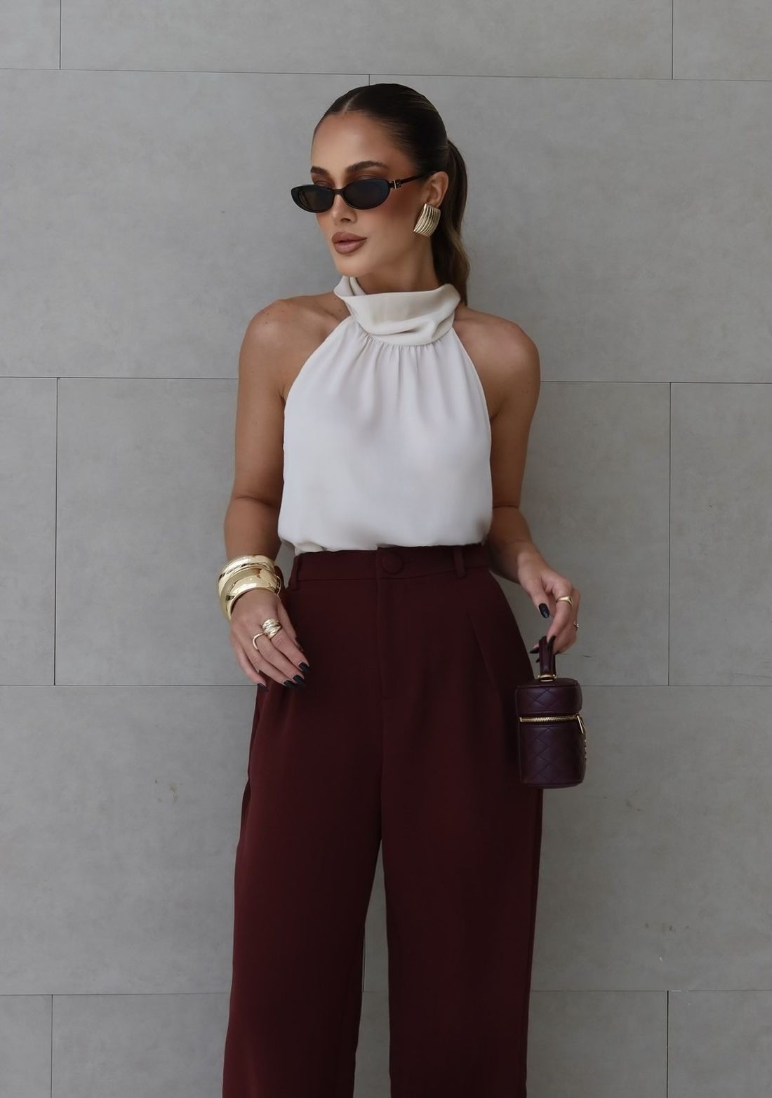 Calça Alfaiataria Reta Com Recorte - Milalai