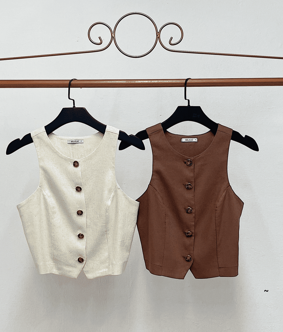 Colete Viscolinho Com Botões Frontais - Milalai Colete Viscolinho Com Botões Frontais - Milalai