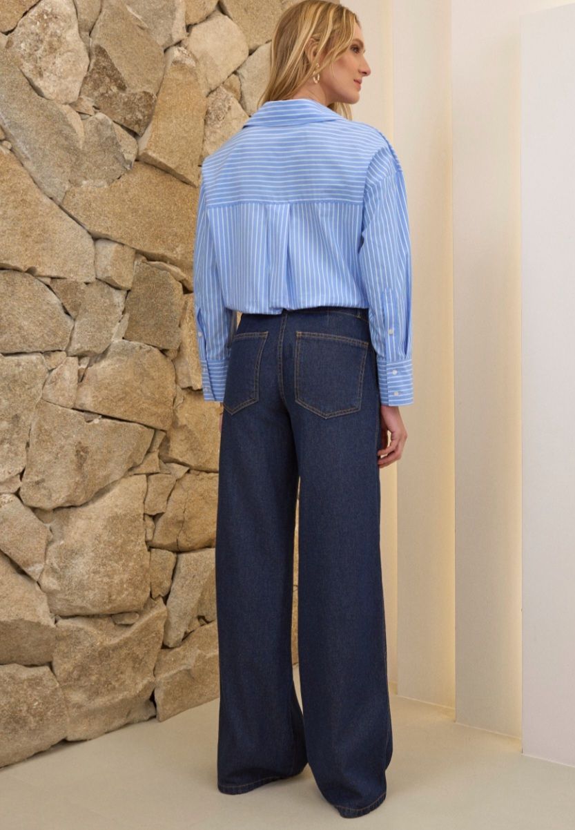 Camisa Yasmin Tricoline Listrada - Unique Chic Camisa Yasmin Tricoline Listrada - Unique Chic