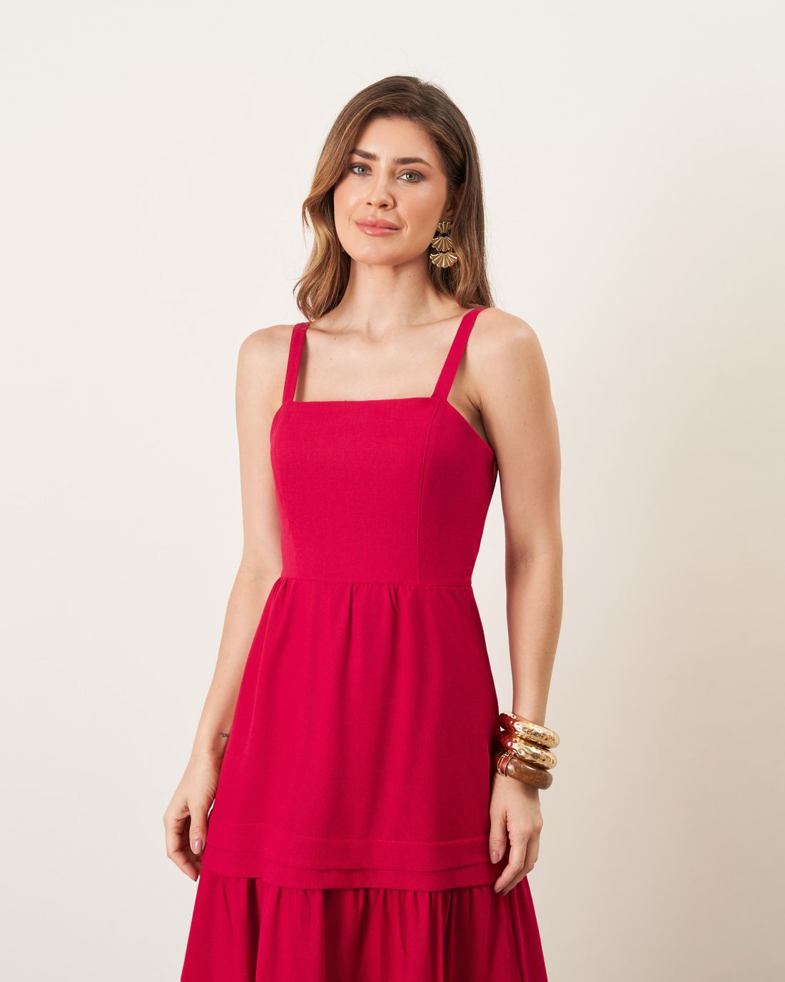 Vestido Viscolinho Com Pregas Saia - Milalai Vestido Viscolinho Com Pregas Saia - Milalai