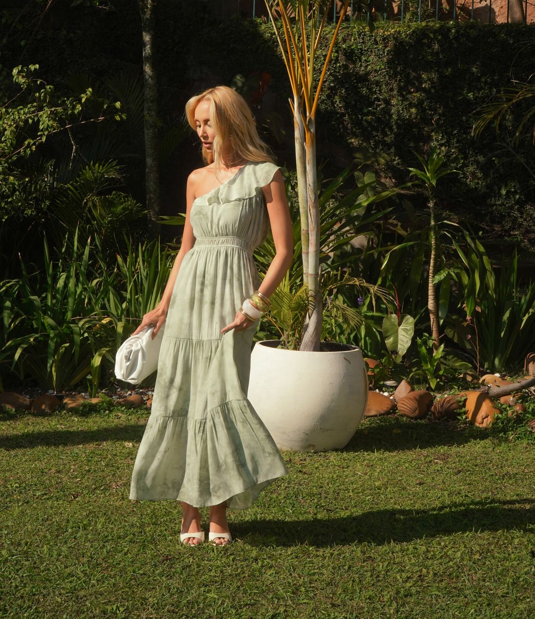 Vestido Longo Um Ombro Color Splash - Donna Ritz Vestido Longo Um Ombro Color Splash - Donna Ritz