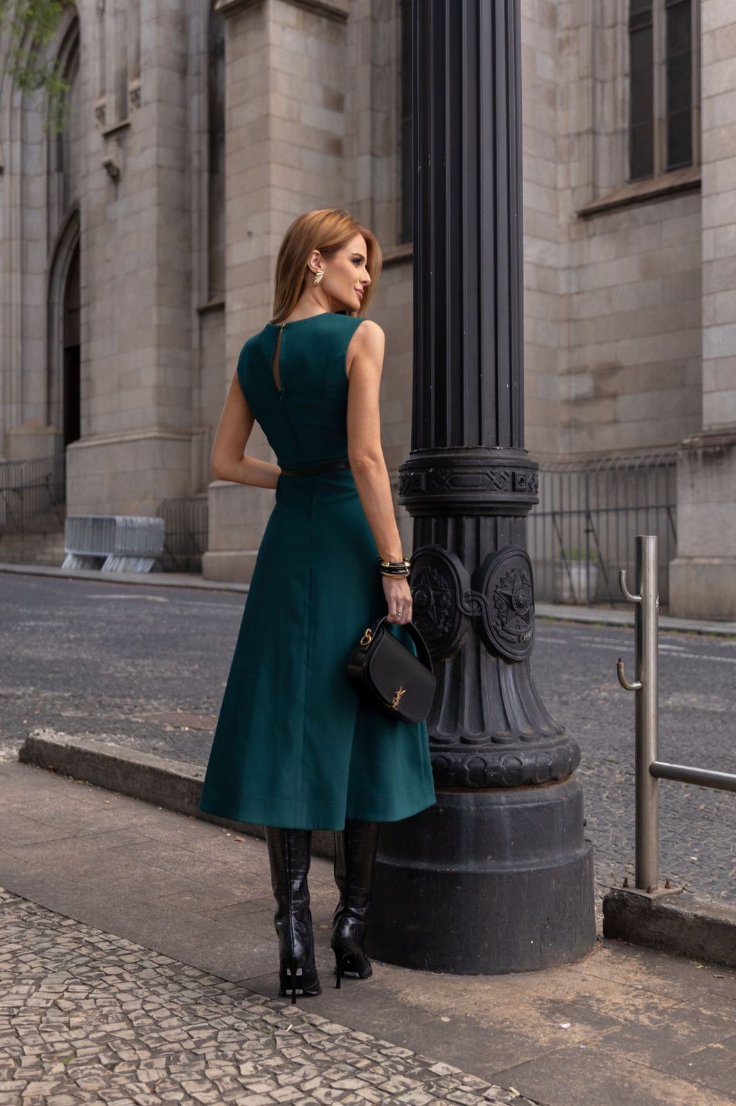 Vestido Midi Alfaiataria Twill Com Cinto - Doce Flor