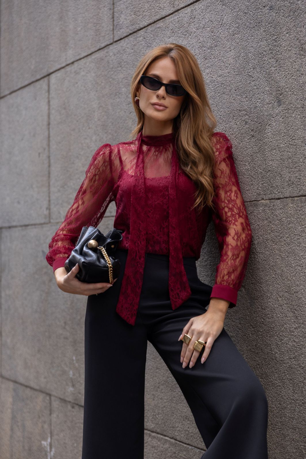 Blusa Manga Longa Gola Laço Renda - Doce Flor