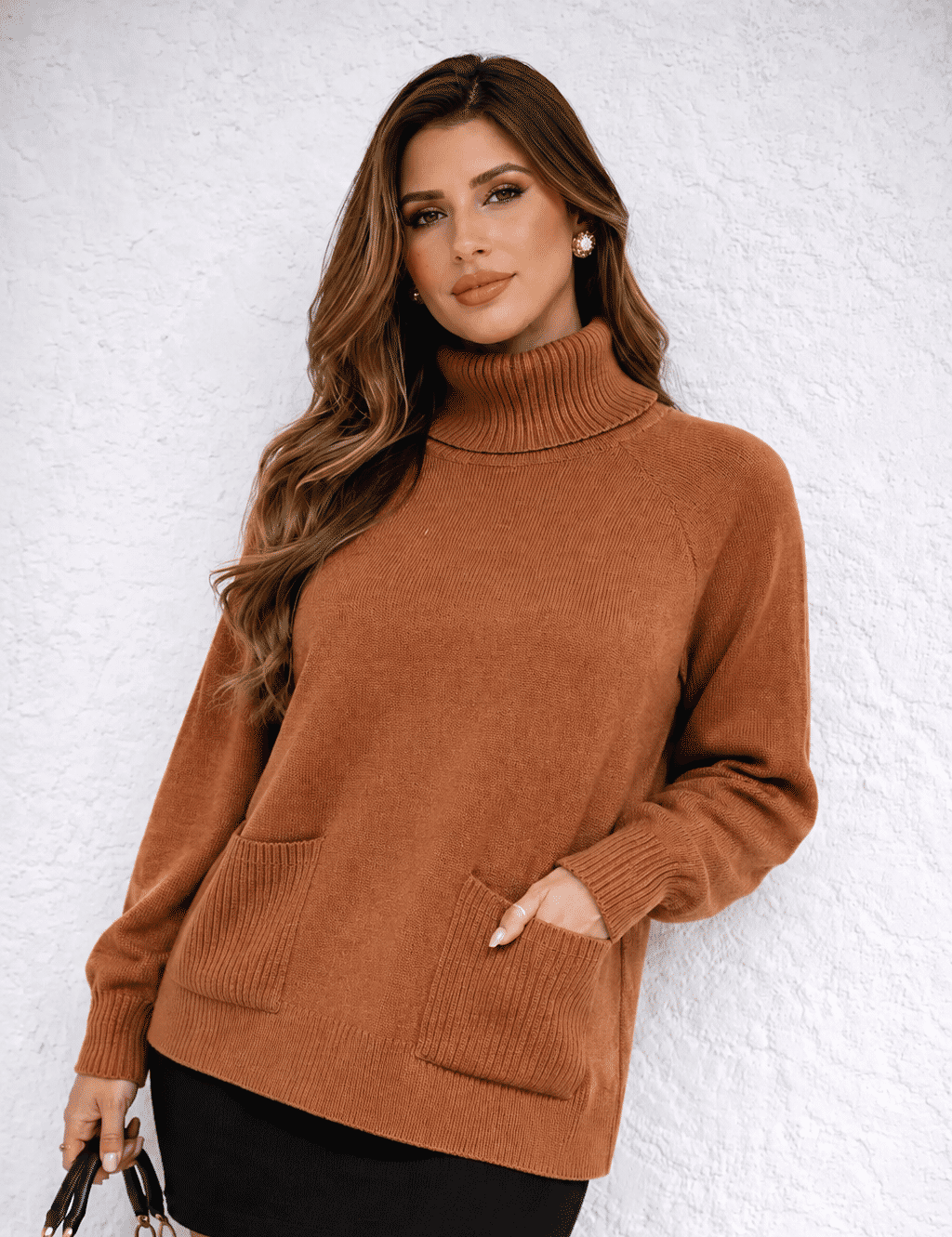 Blusão Feminino em Tricot Modal Gola Alta com Bolsos Blusão Feminino em Tricot Modal Gola Alta com Bolsos
