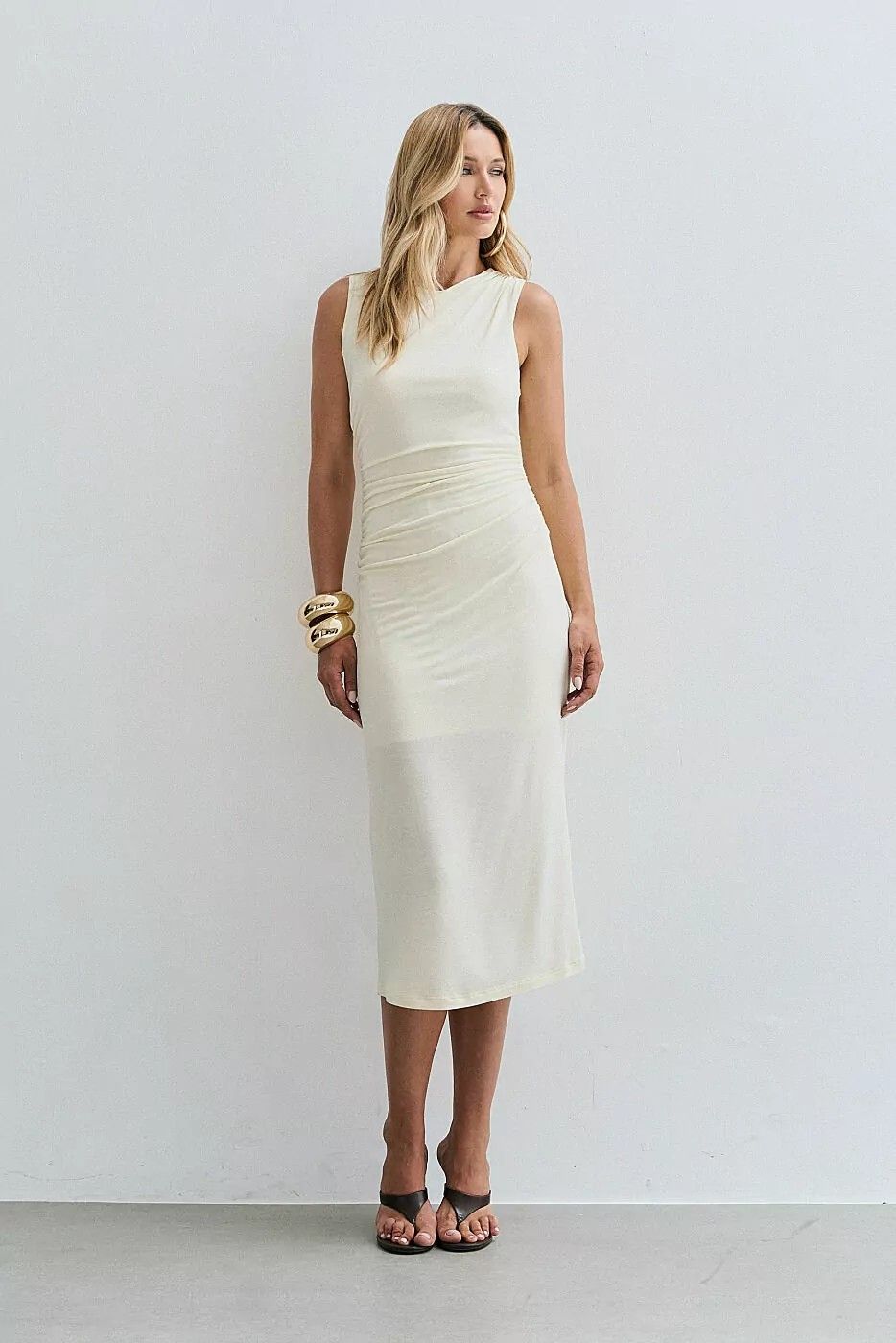 Vestido Drapeado Midi Malha Vestido Drapeado Midi Malha