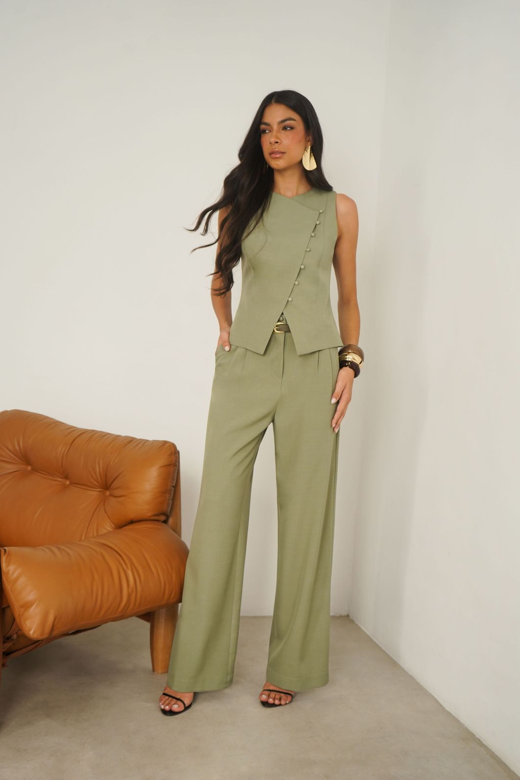Calça Wide Aselha Passante - Donna Ritz Calça Wide Aselha Passante - Donna Ritz