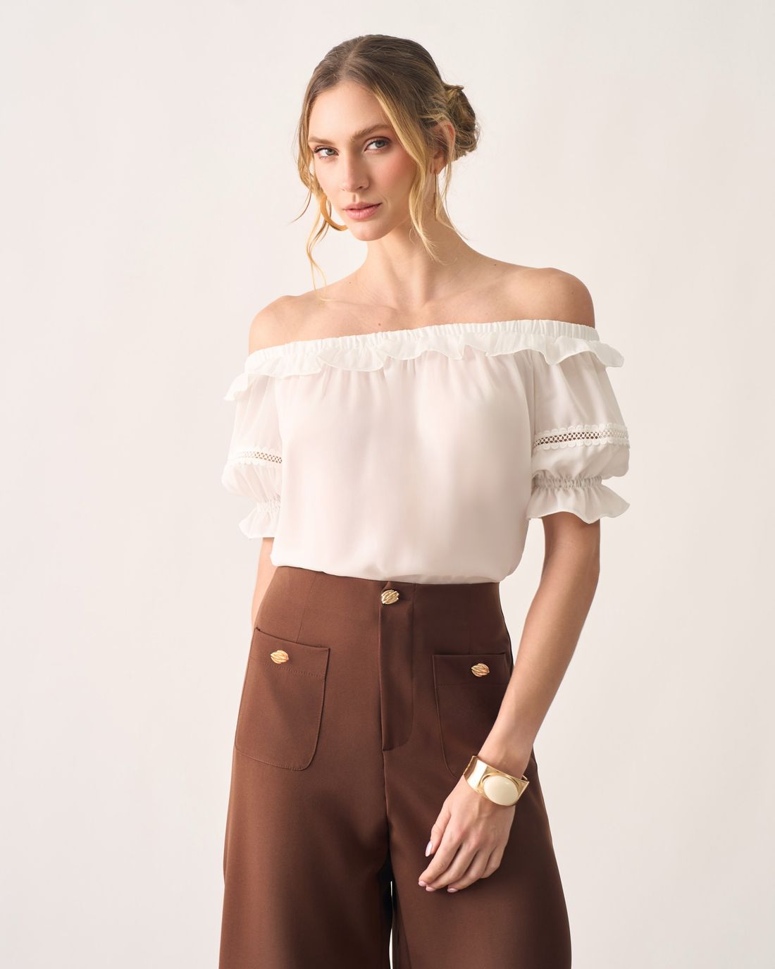 Blusa Crepe Ciganinha Babados - Milalai Blusa Crepe Ciganinha Babados - Milalai