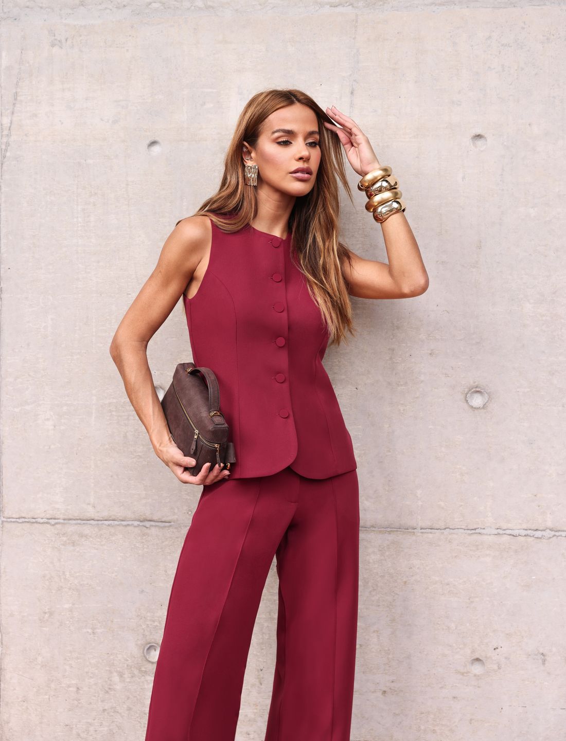 Calça Alfaiataria Wide Leg Com Nervura - Doce Flor