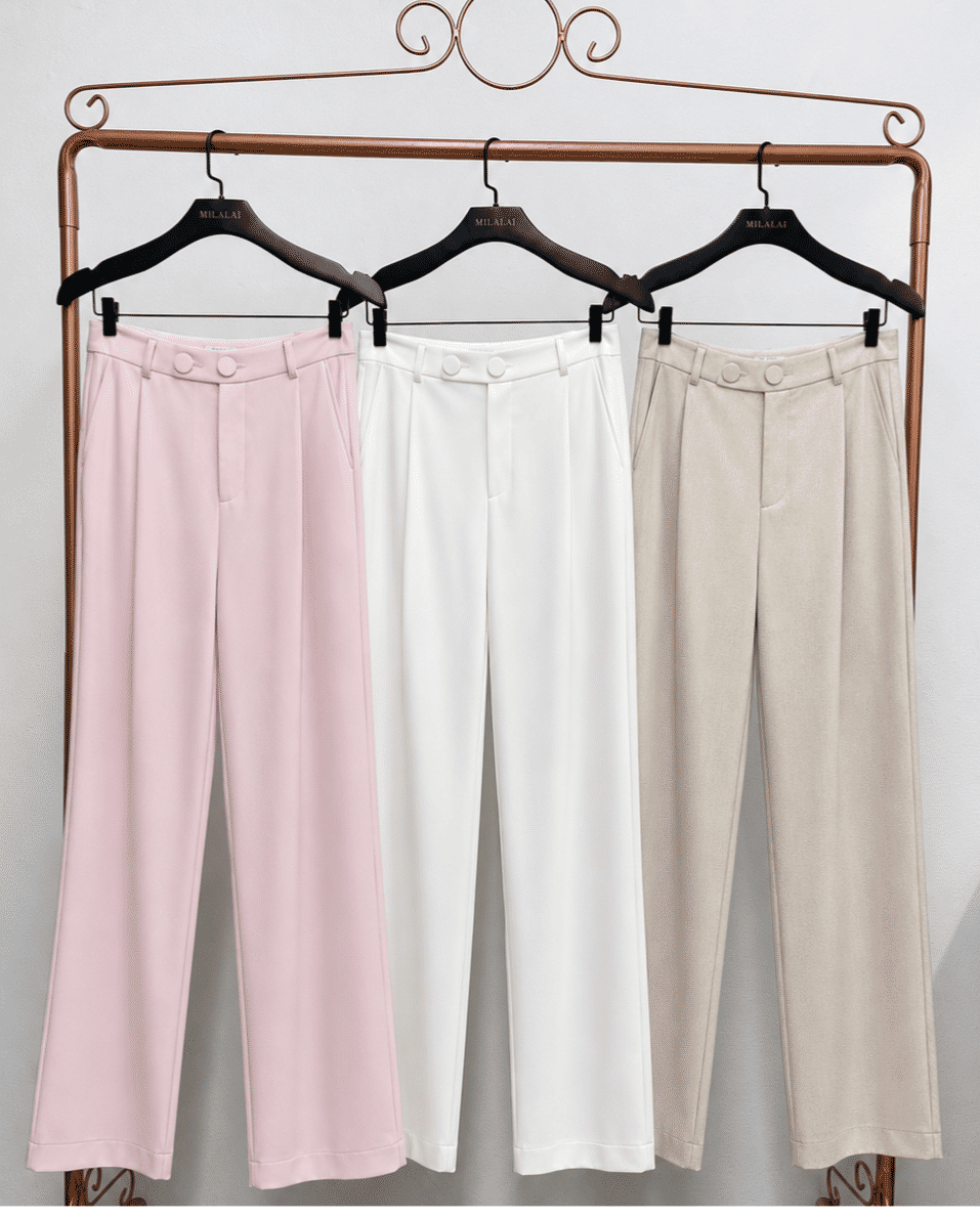 Calça Reta Alfaiataria Mista - Milalai Calça Reta Alfaiataria Mista - Milalai