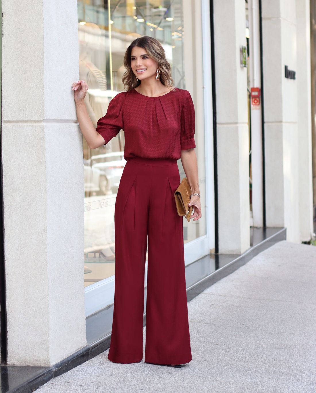 Calça Wide Com Pregas - Doce Flor